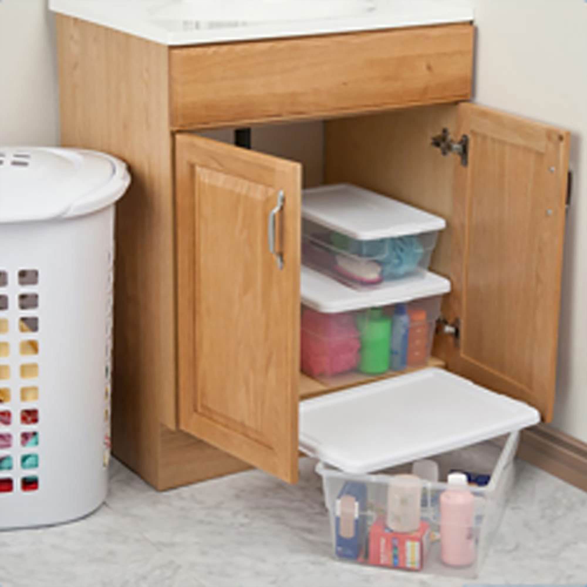 Sterilite 6 Quart & 16 Quart Clear Plastic Storage Containers - 24 Pack Each - Stackable Organizing Bins for Home, Office, Closet & Garage Storage Solutions