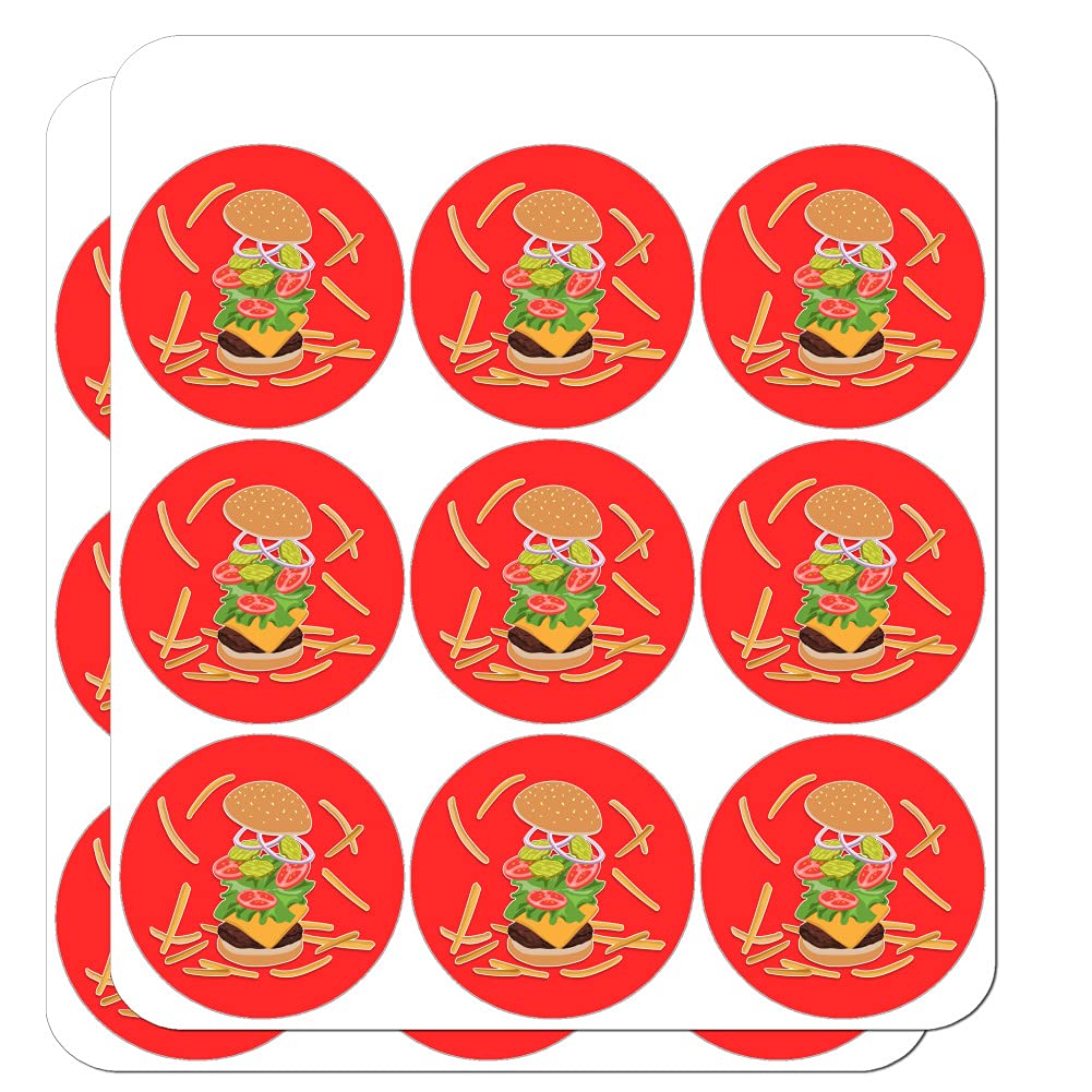 Burger and Fries Planner Stickers - Lettuce, Cheese, Tomatoes, Pickles Decals for Scrapbooking, Crafting, Bullet Journal & DIY Projects - Perfect for Food Lovers & Planners
