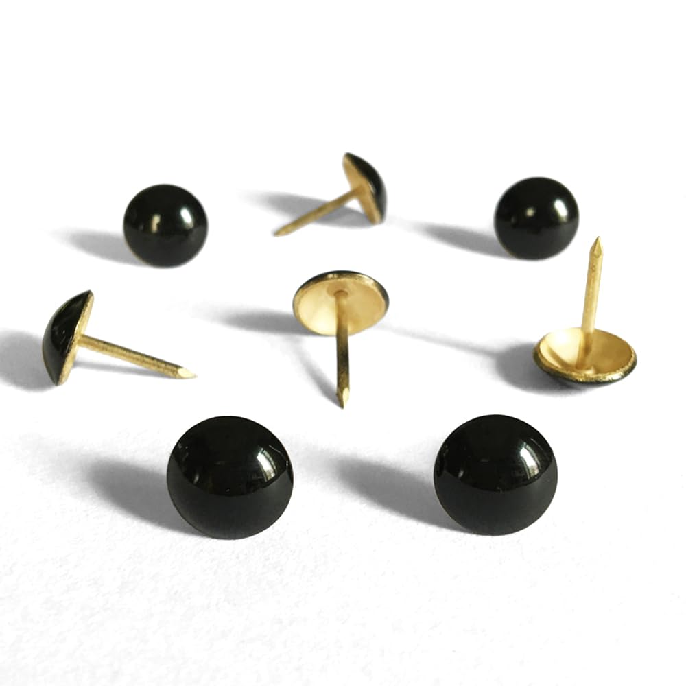 500pcs Black Painted Upholstery Tacks - D11mmxL17mm Decorative Nails for Sofa, Wooden Furniture & DIY Projects | Hobnail Thumb Tacks for Home Decor, Upholstery Repair & Crafting