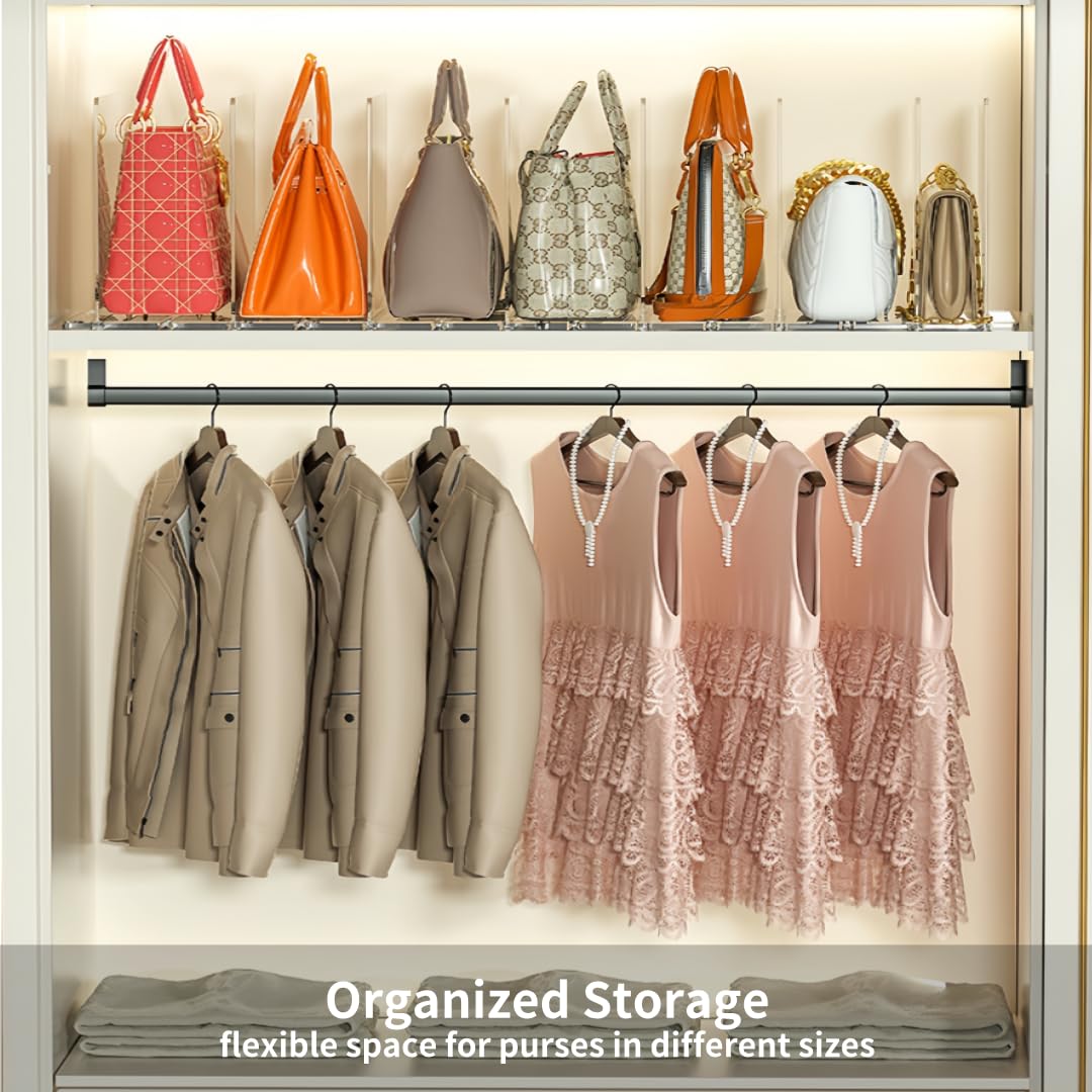Purse Organizer - 6 Section Adjustable Shelf Divider for Closet, Home & Office Storage - Perfect for Handbag, Jewelry & Accessory Organization