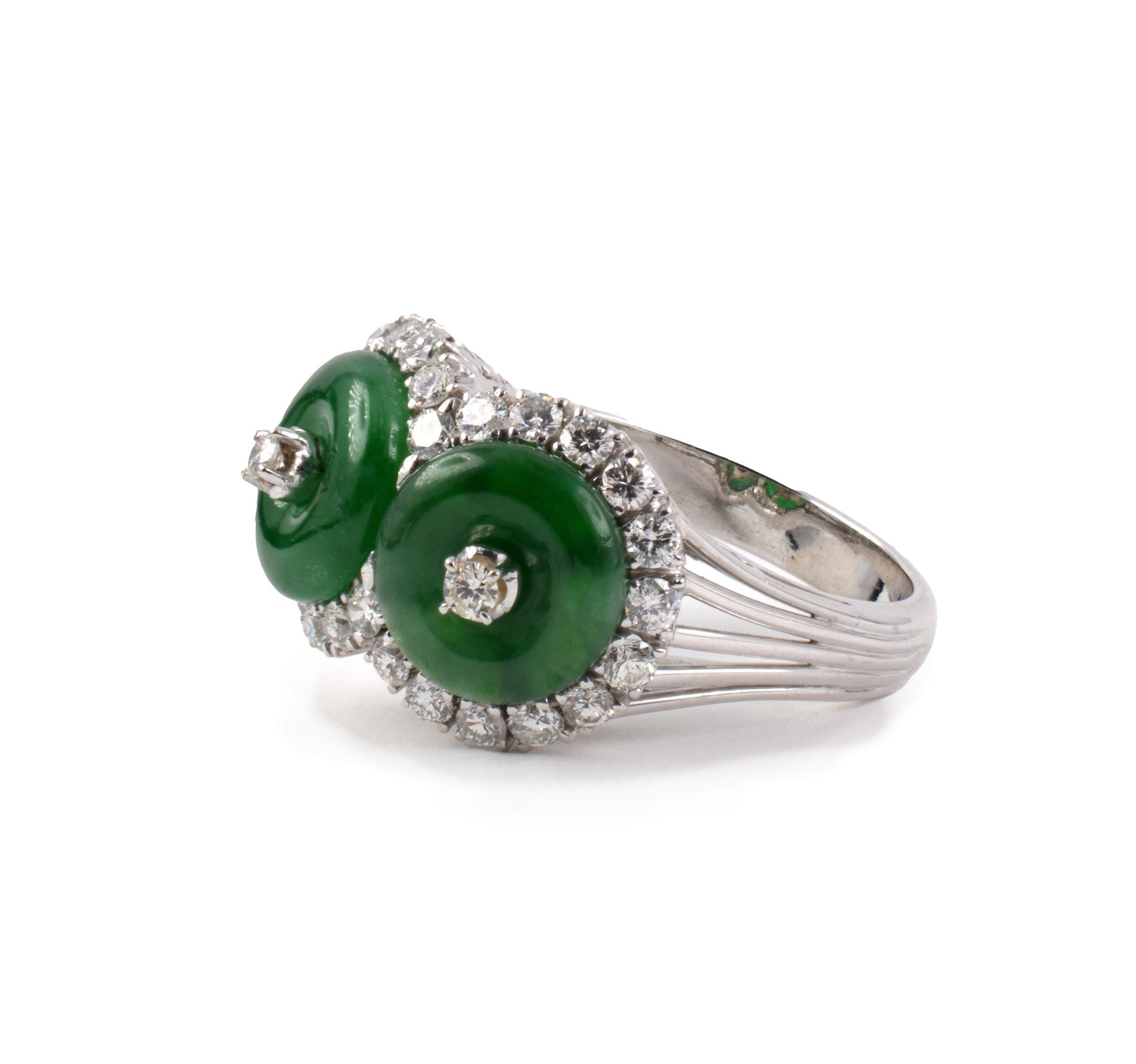 Exquisite Jadeite & Diamond Two Stone Cluster Ring for Women | Elegant Vintage Jewelry for Weddings, Anniversaries & Special Occasions
