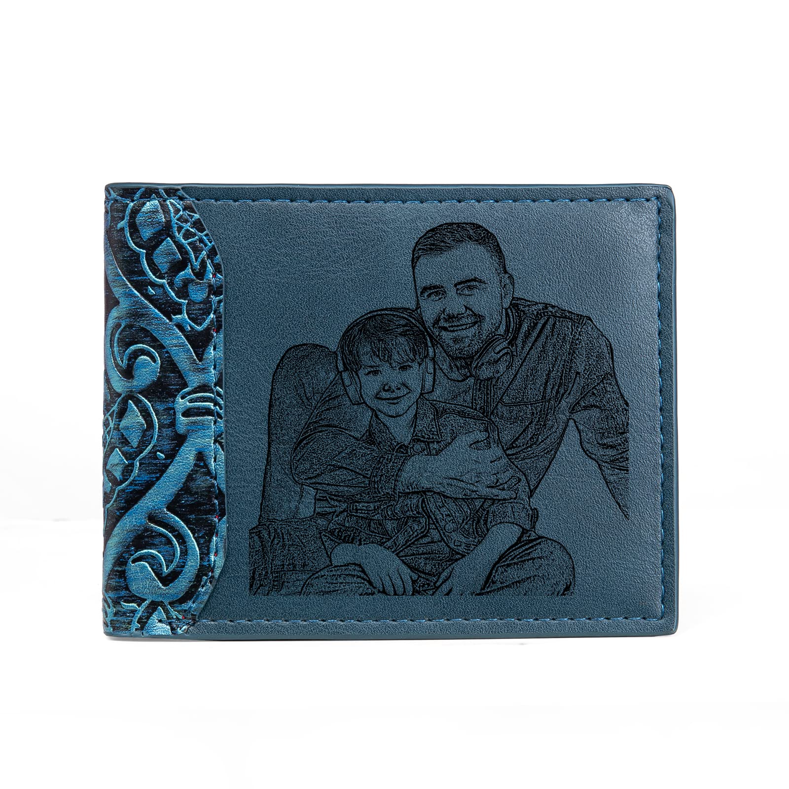 Personalized Leather Photo Wallet for Men - Custom Engraved Bifold Wallet with Photo/Text - Unique Gift for Husband, Dad, Boyfriend, Uncle & Friends - Perfect for Anniversaries, Birthdays & Father's Day