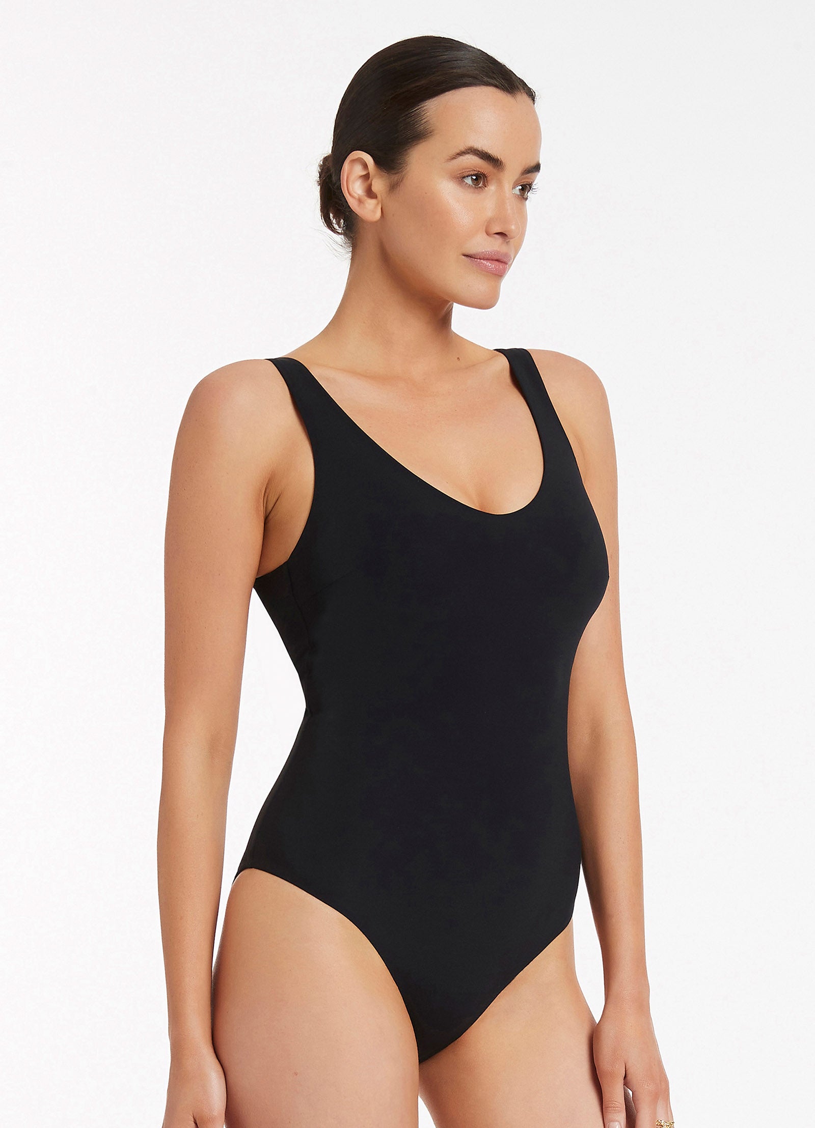 Jetset Plunge One Piece Swimsuit - Black | Sexy High-Cut Bathing Suit for Women | Perfect for Beach Vacations & Pool Parties