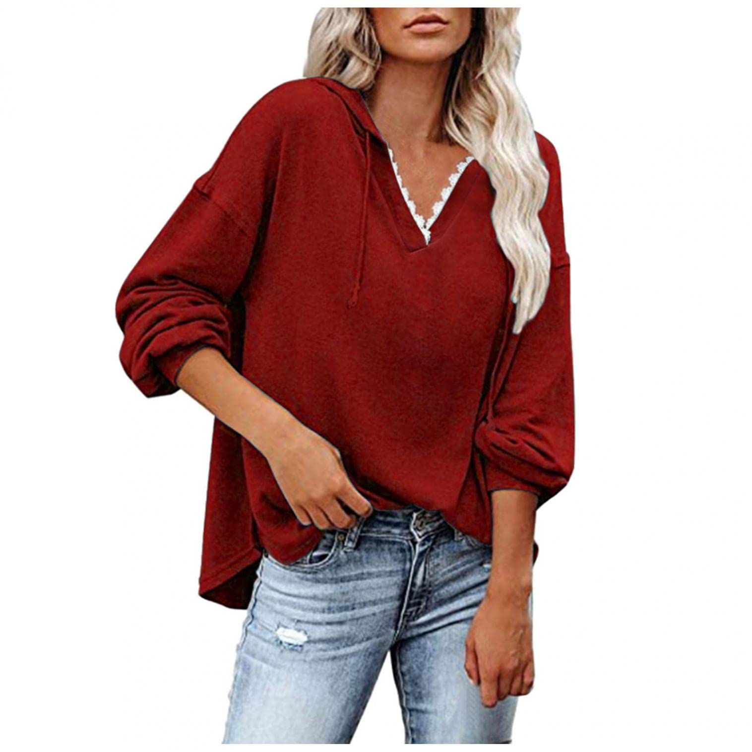 FABIURT Women's Casual Button-Up Long Sleeve Hoodie Sweatshirt - Loose Fit Pullover Blouse & Comfortable Tee Shirt for Everyday Wear, Outfits, and Layering