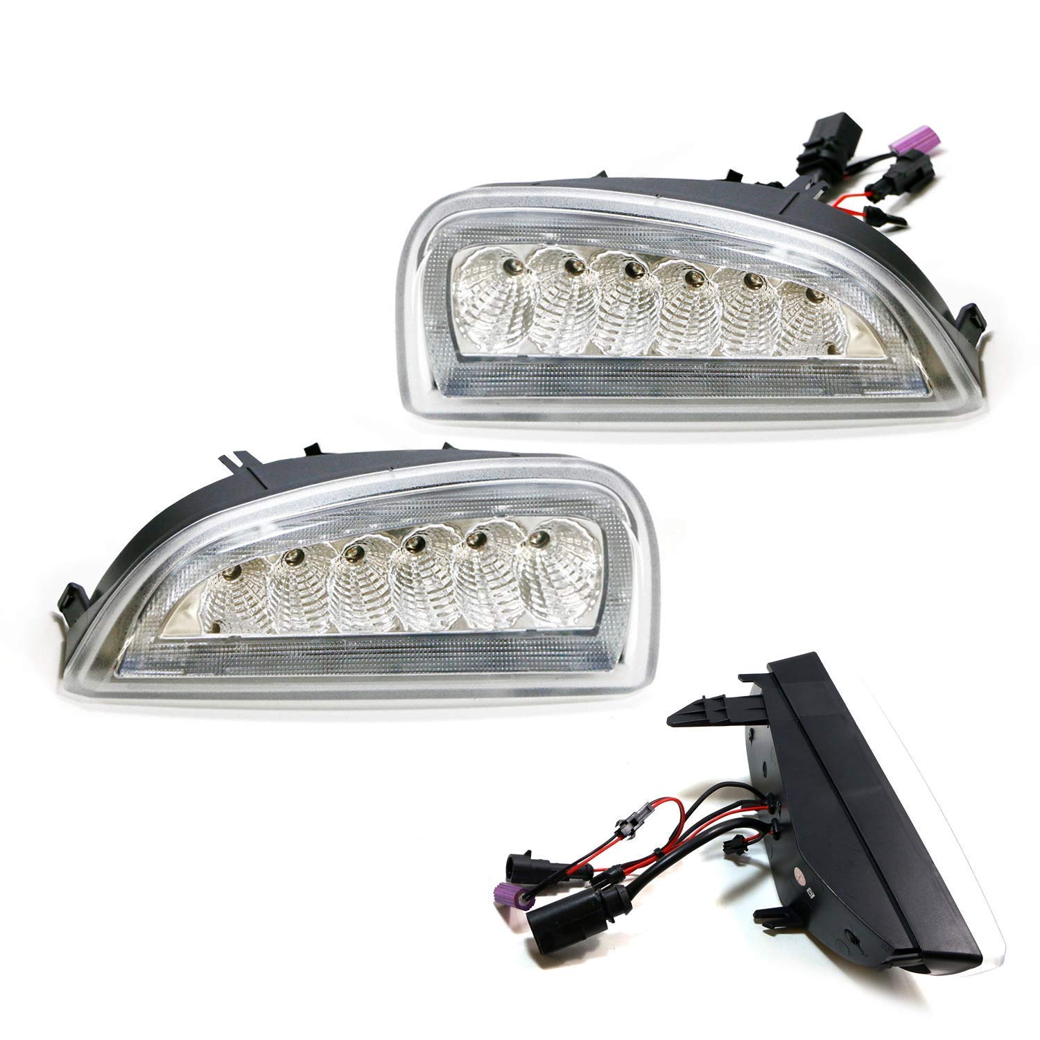 iJDMTOY Clear Lens LED Daytime Running Lights Assembly with Turn Signal Lamps - Compatible with 2007-2010 Porsche Cayenne | OEM Fit DRL LED Lights | Perfect for Night Driving & Enhanced Safety