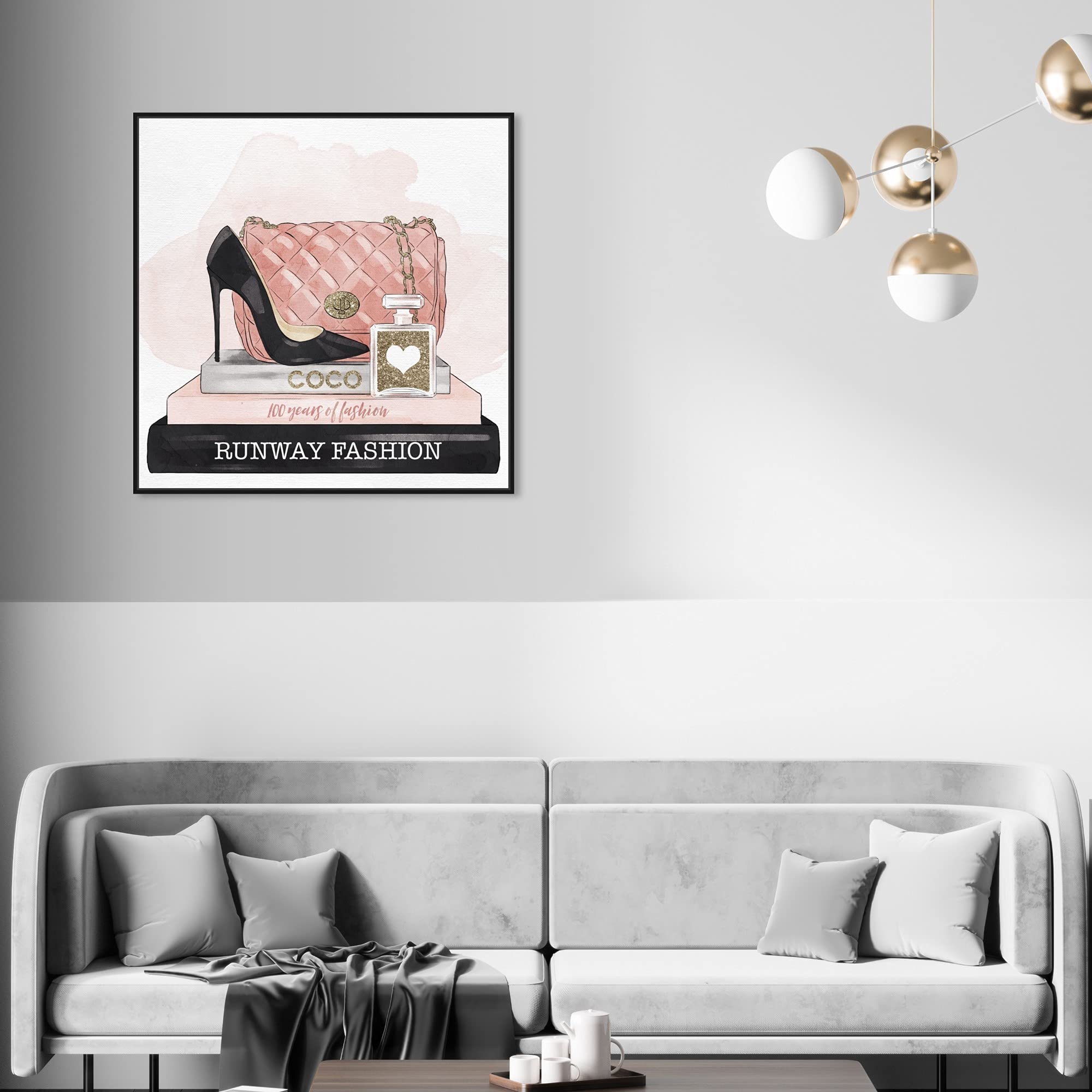 Oliver Gal Artist Co. Gold Glitter Wall Art Canvas Print - 30x30 Inch Black Floating Frame Fashion Home Decor for Living Room, Bedroom & Office