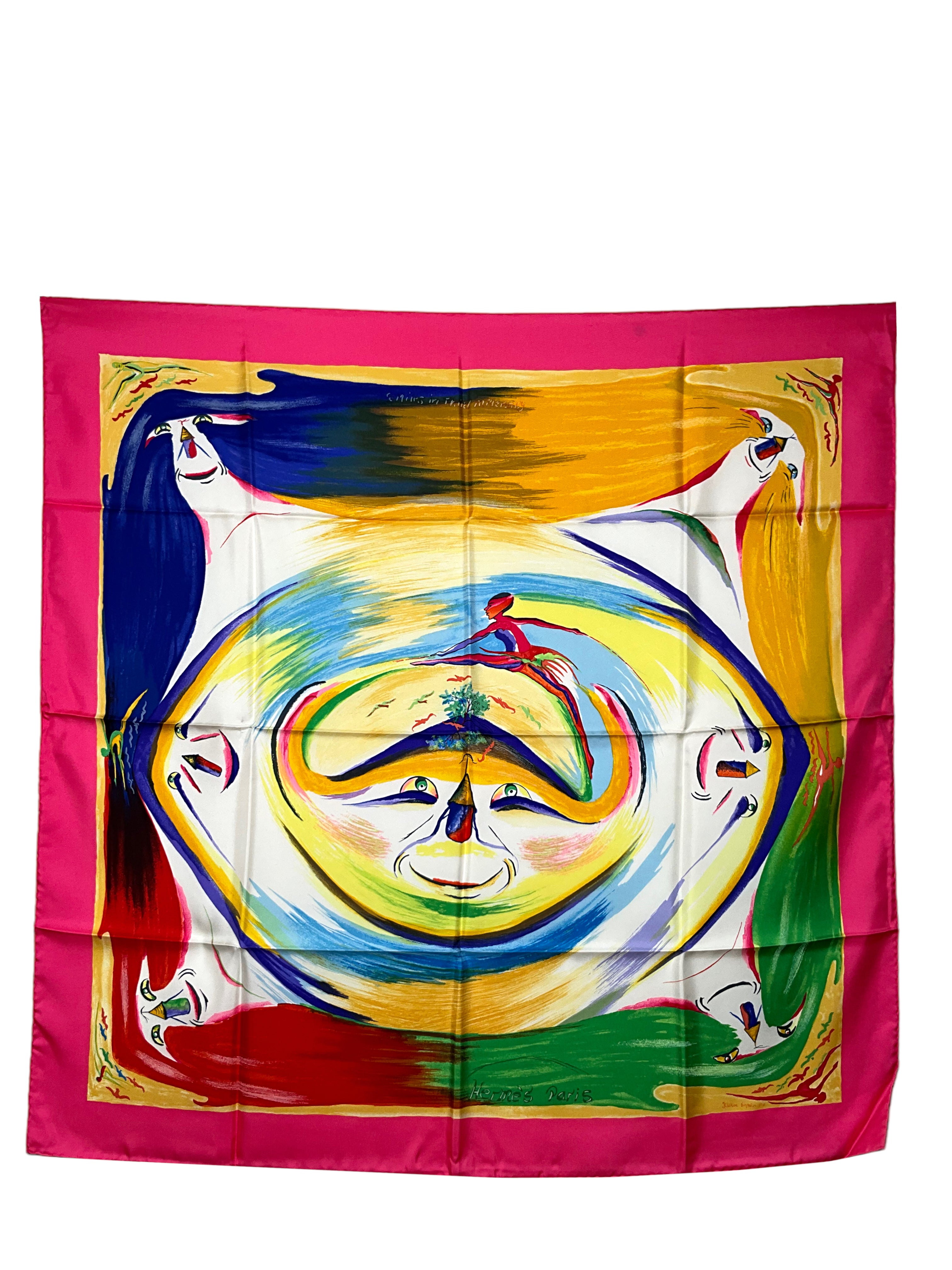 HERMES Smiles in Third Millenary Silk Scarf 90 - Luxury Fashion Accessory for Women, Elegant Gift for Special Occasions | Perfect for Parties, Weddings & Formal Events