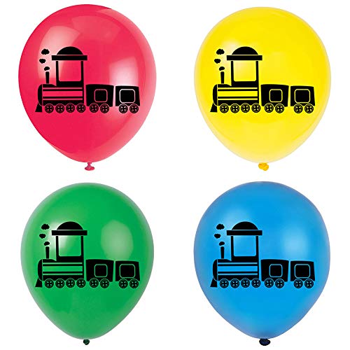 12 Inch Latex Train Balloons (16 Pack) - Railroad Themed Birthday Party Decorations for Kids, Baby Showers & Train Enthusiasts