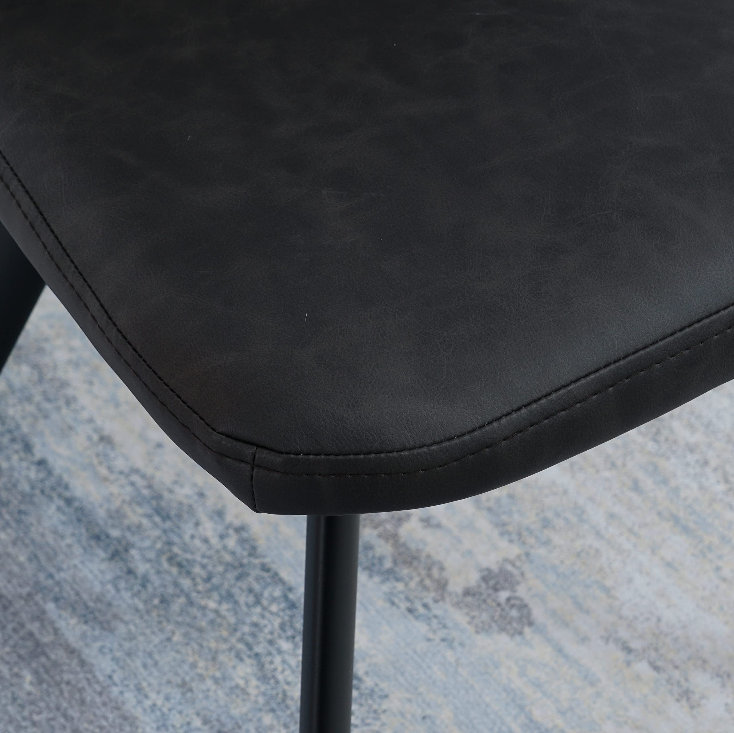 Modern PU Leather Dining Chairs Set of 2 - Black Metal Legs, Dark Brown Upholstery for Kitchen, Living Room & Dining Room - Perfect for Small Spaces, Apartments and Home Decor