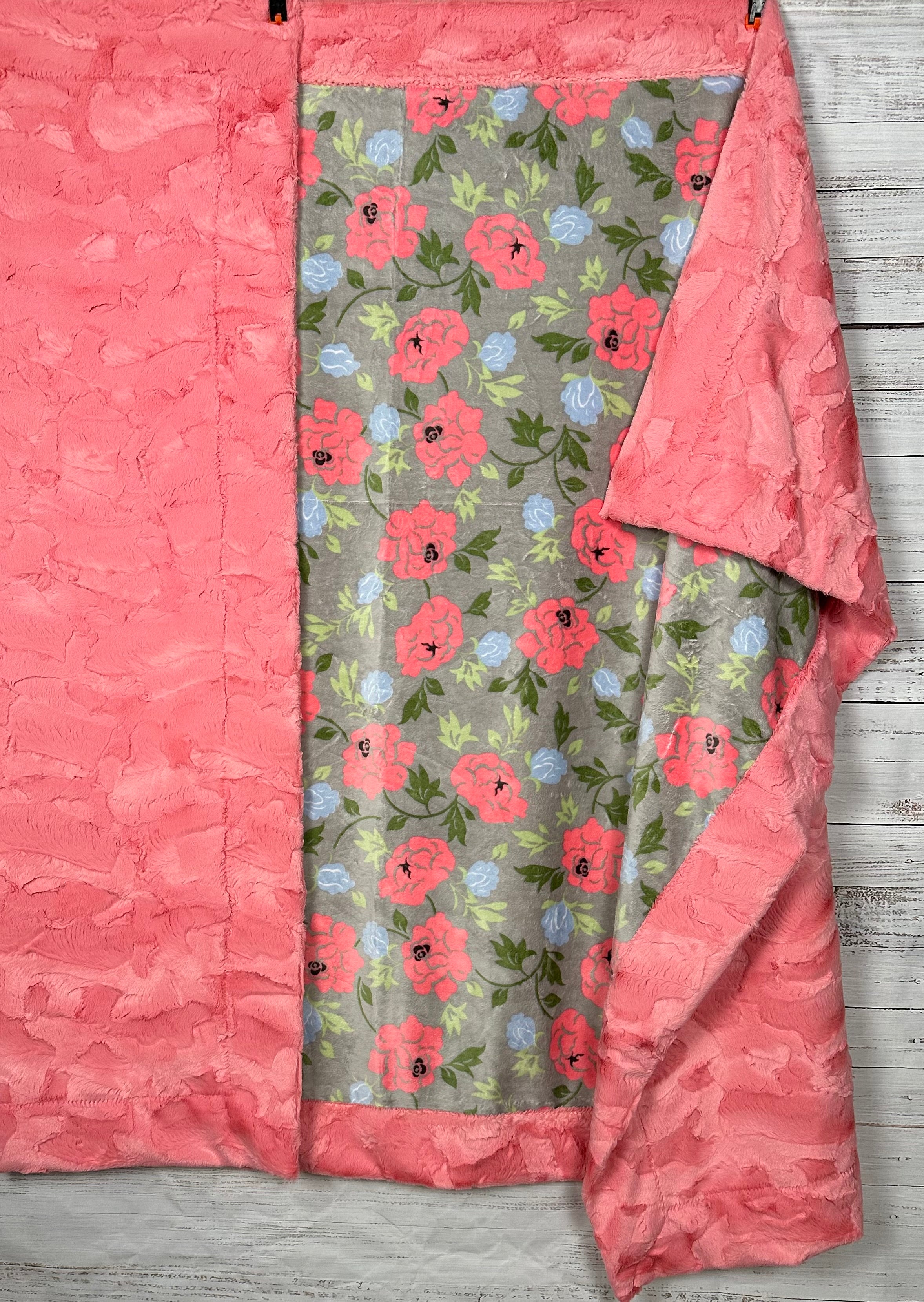 Rose Garden Coral Print Soft Fleece Blanket 55x75 Inches - Perfect for Cozy Nights, Sofa Throws, and Home Decor