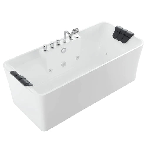 Empava 59 Inch Freestanding Jetted Hydromassage Bathtub with Air Jets - 59AIS15 - Perfect for Luxury Spa Experience at Home