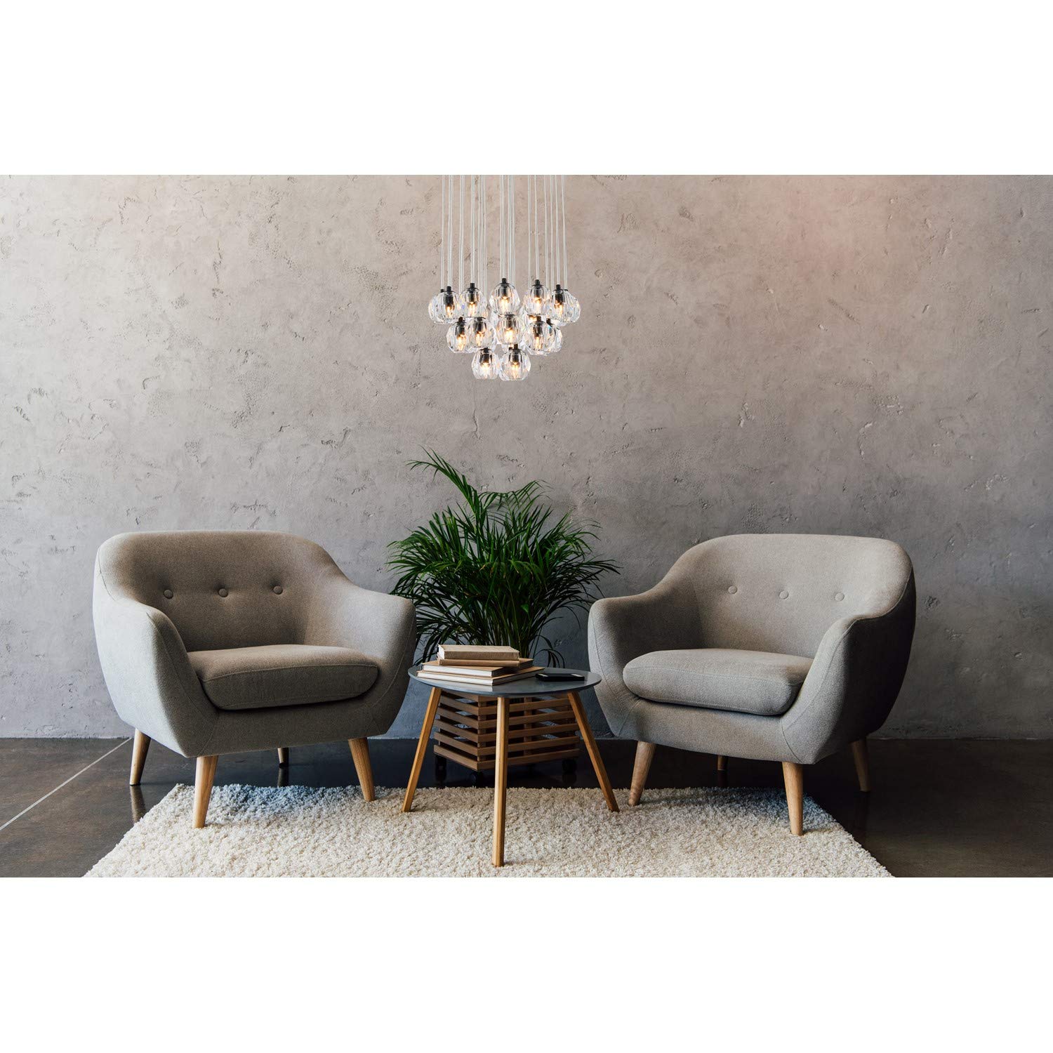 24-Light Black Modern Chandelier - Eren Stylish Hanging Pendant Light Fixture for Dining Room, Living Room, Bedroom, Kitchen, and Foyer