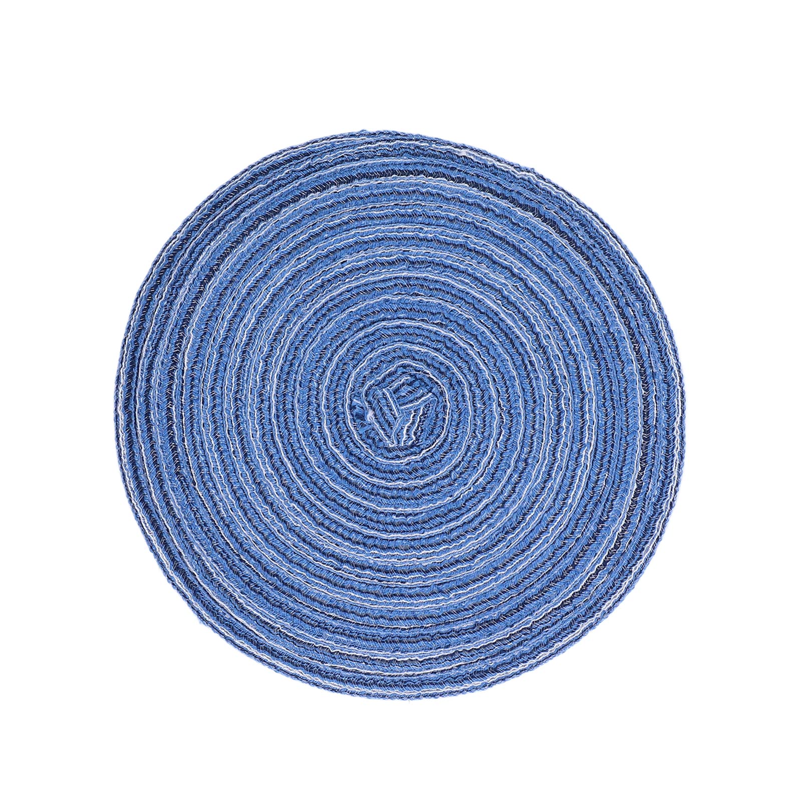Handmade 7-Inch Round Woven Ramie Trivets Set of 6 - Heat Resistant Potholders for Hot Plates, Saucepans & Teapots - Blue Kitchen Accessories for Dining Table & Countertop Protection