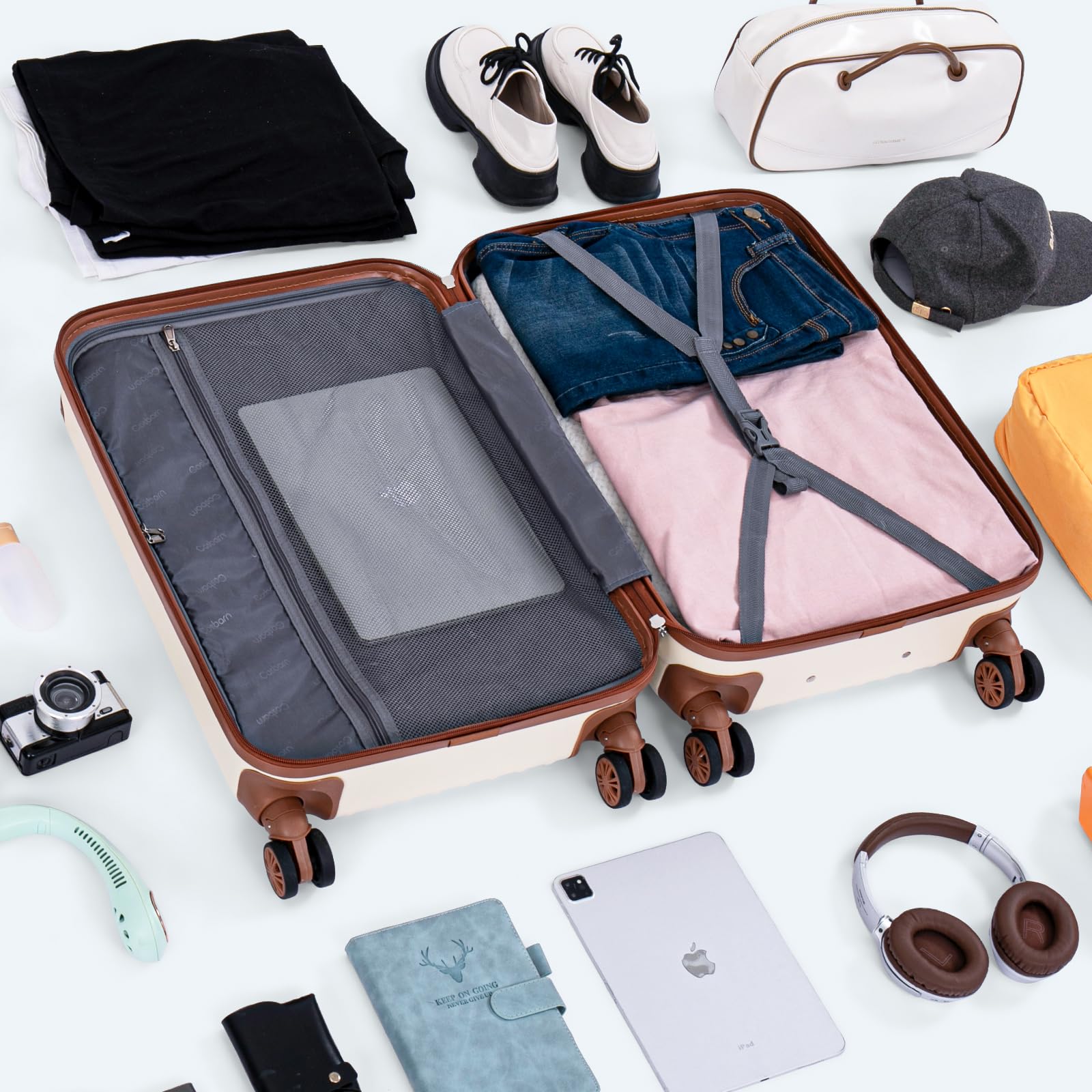5-Piece ABS Hard Shell Luggage Set with TSA Lock & 360° Spinner Wheels - Durable Suitcases for Travel, Business Trips & Family Vacations | Carry-On & Checked Baggage Approved