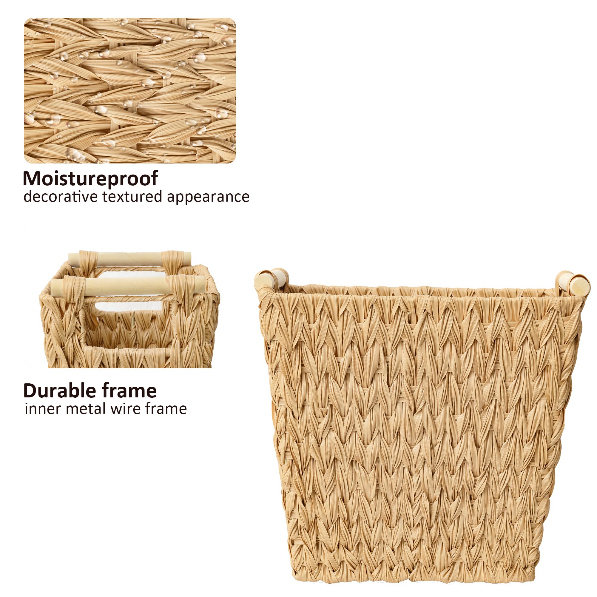 GRANNY SAYS Waterproof Wicker Trash Can with Handles - Bathroom & Bedroom Waste Basket, 1-Pack | Stylish Storage Solution for Home, Office, and Dorm Rooms