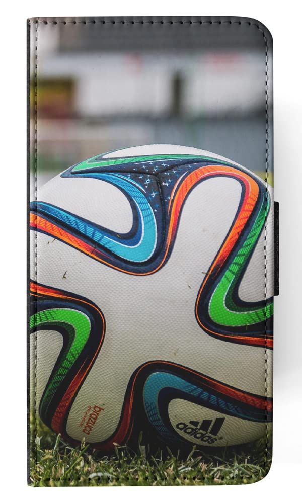 Premium Soccer Football Sports Flip Wallet Phone Case for Apple iPhone X & iPhone Xs - Durable PU Leather Cover with Card Slots & Kickstand - Perfect for Sports Fans & Outdoor Activities