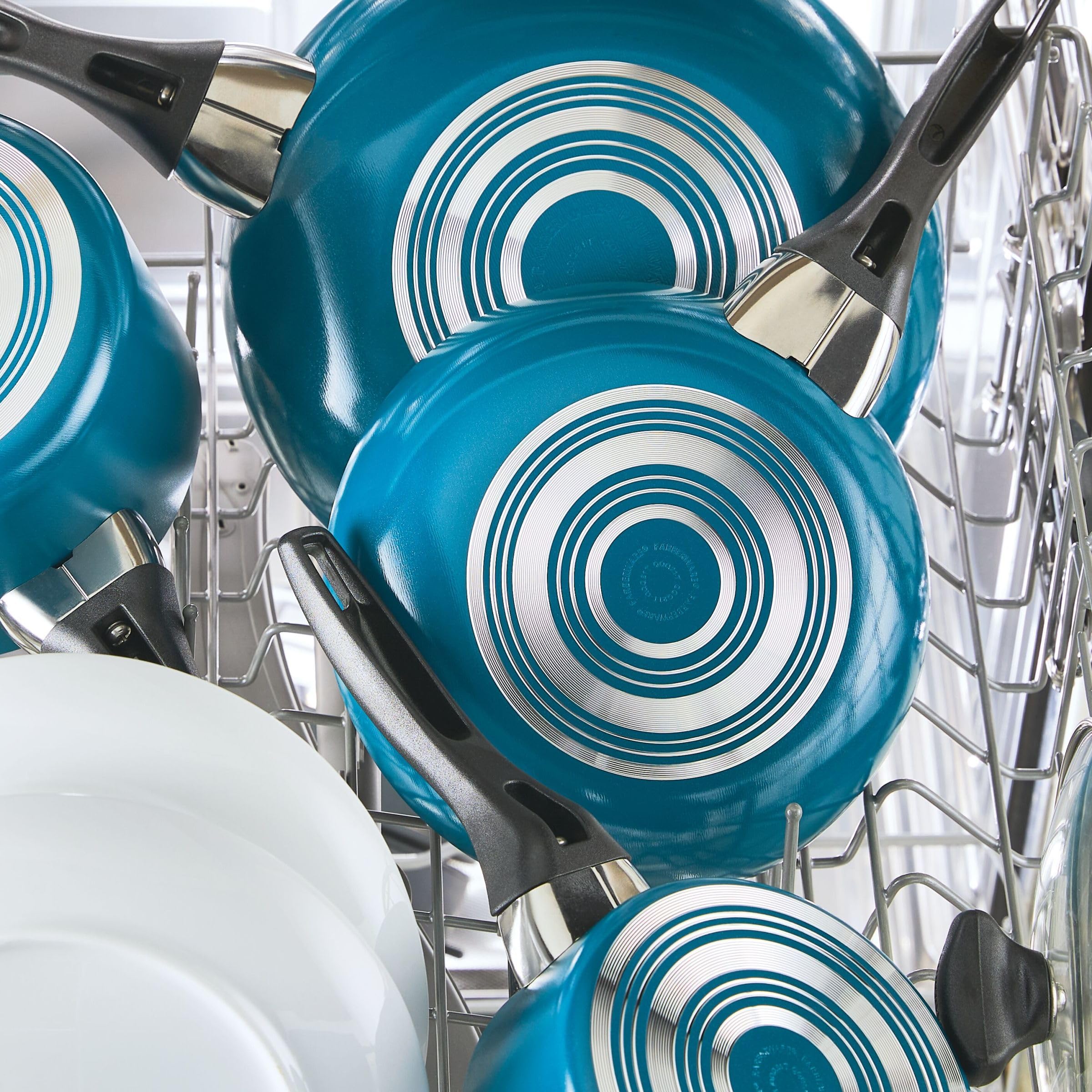 Farberware 15-Piece Nonstick Cookware Set - Dishwasher Safe Pots and Pans in Teal - Perfect for Family Cooking, Meal Prep & Everyday Kitchen Use
