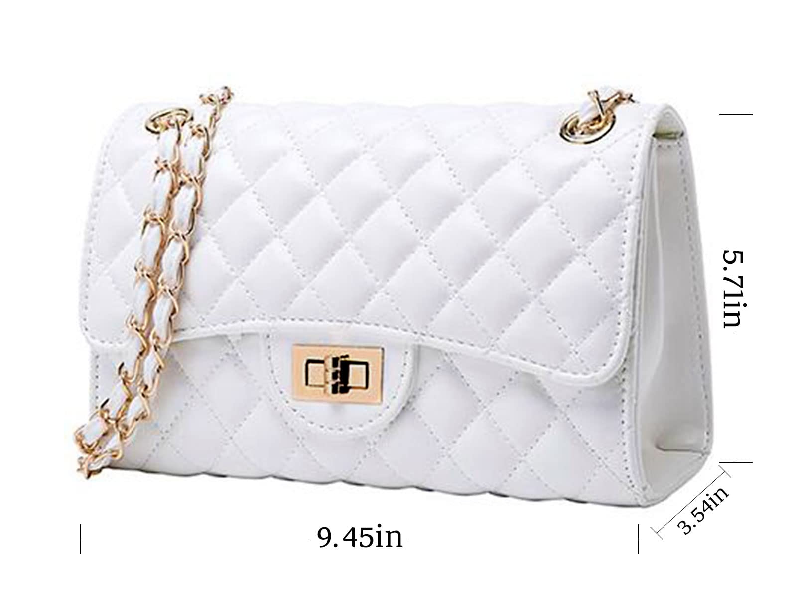 Women's Black Faux Leather Quilted Crossbody Bag with Chain Strap - Stylish Shoulder Purse & Clutch for Work, Travel & Evening Out