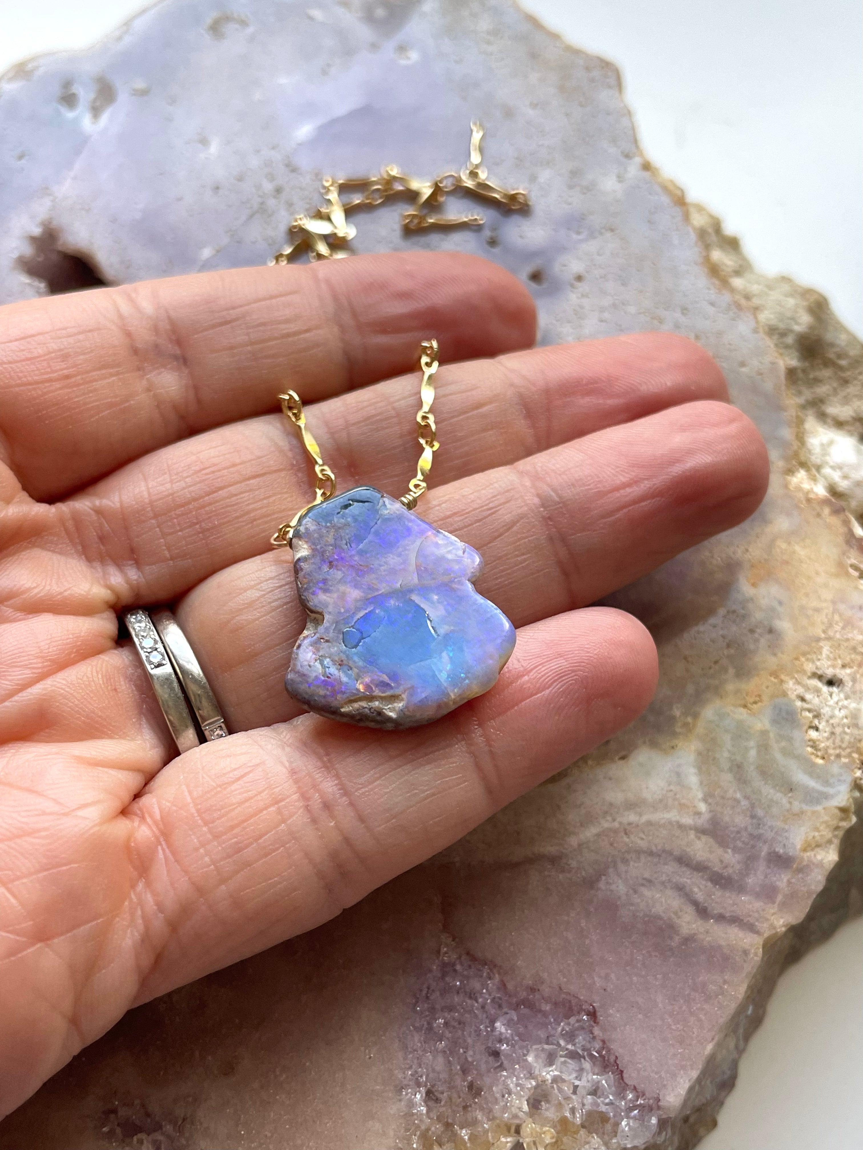 Genuine Australian Opal Pendant Necklace - 925 Sterling Silver Jewelry for Women, Elegant Gift for Birthday, Anniversary & Special Occasions