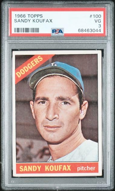 1966 Topps Sandy Koufax #100 Baseball Card PSA 3 (68463044) - Vintage Collectible for Baseball Fans & Sports Memorabilia Enthusiasts