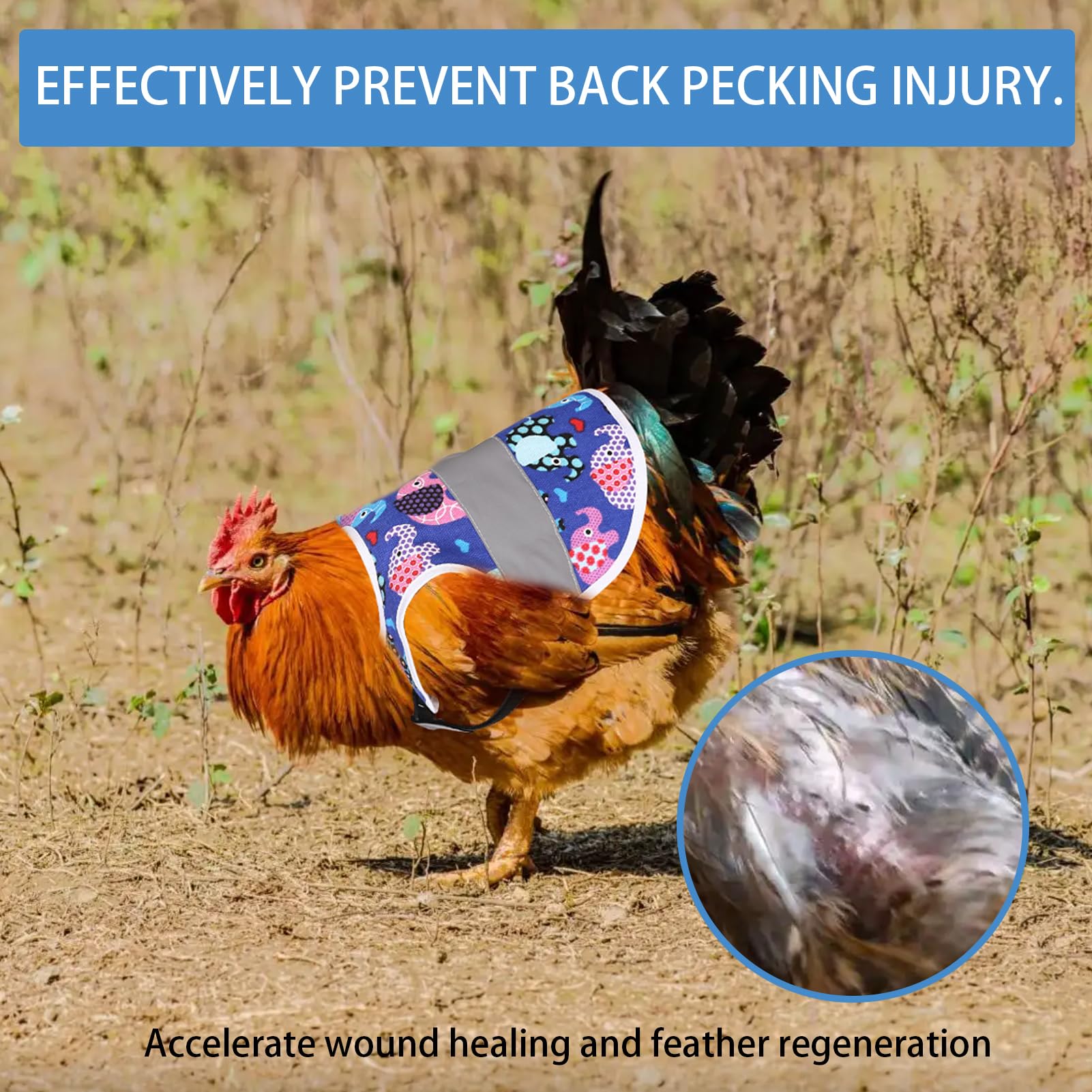 **Premium Reflective Chicken Saddles with Adjustable Strap – 3 Pack Hen Apron Protector for Back & Sides – Poultry Accessories for Hens – Ideal for Free-Range Chickens, Backyard Flocks & Predator Protection**
