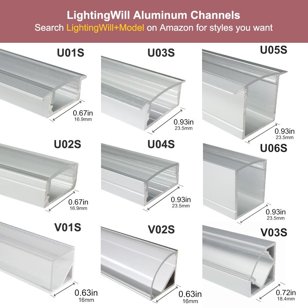 10 Pack LED Aluminum Channel with Clear Cover - 3.3Ft/1M V-Shape Corner Mounted (0.63