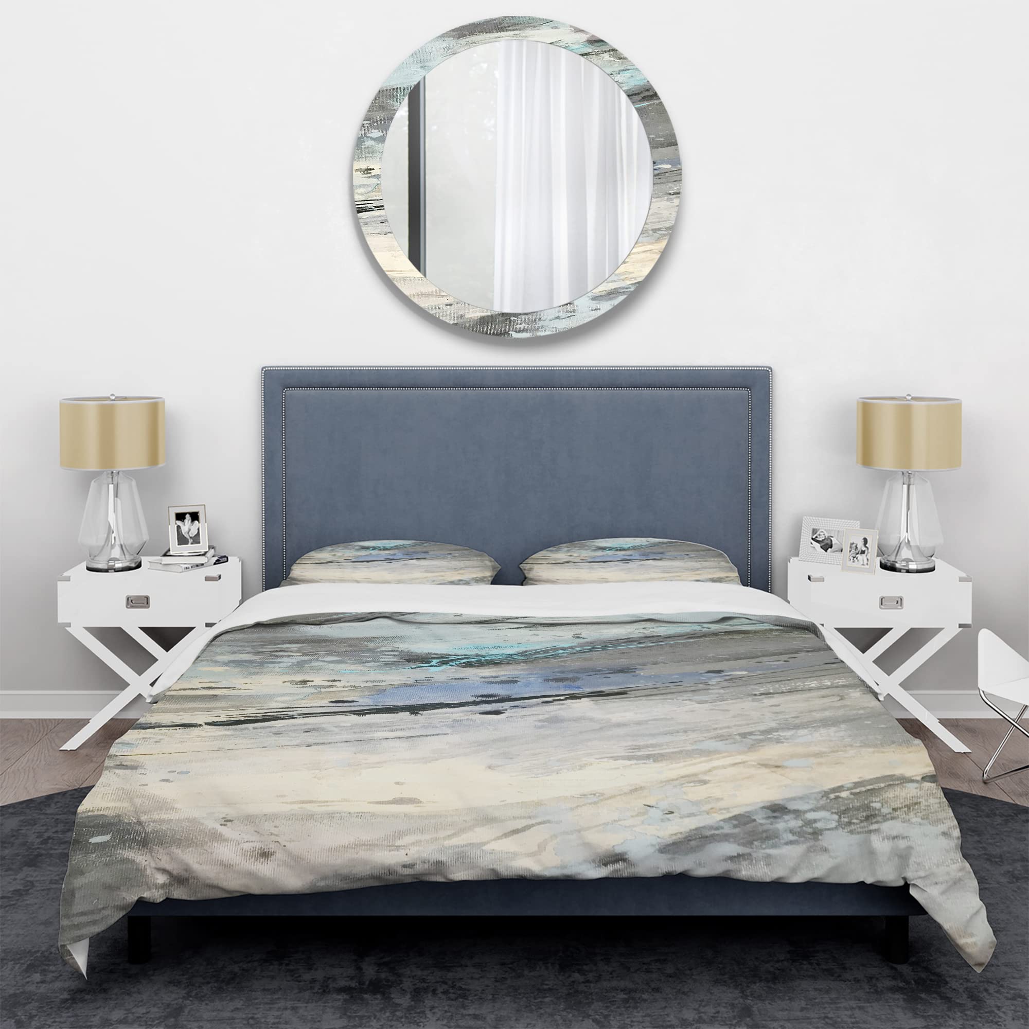 Modern Teal Duvet Cover Set King - Abstract Bedding for Contemporary Bedrooms