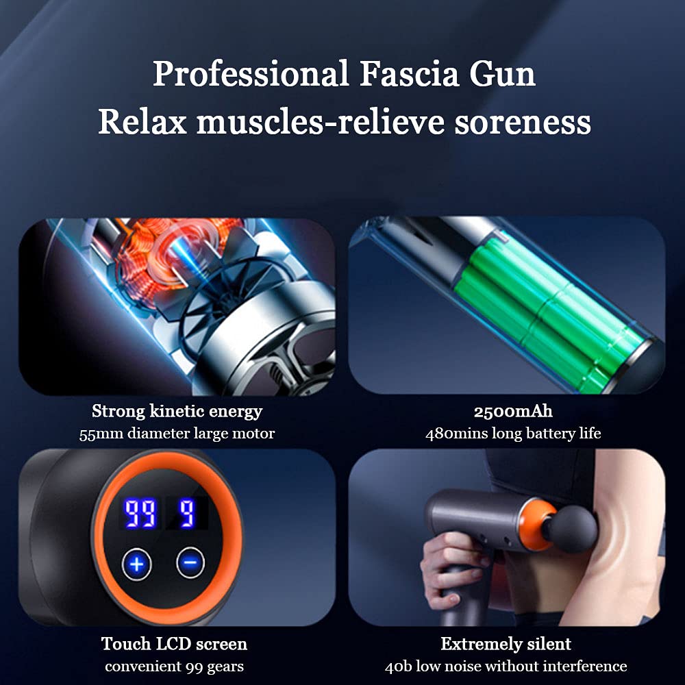 **Cordless Deep Tissue Massage Gun - Portable Percussion Massager for Muscle Pain Relief, Shoulder Relaxation & Stiffness - Quiet Fascia Gun for Athletes & Recovery (Red) - Perfect for Post-Workout, Travel & Home Use**