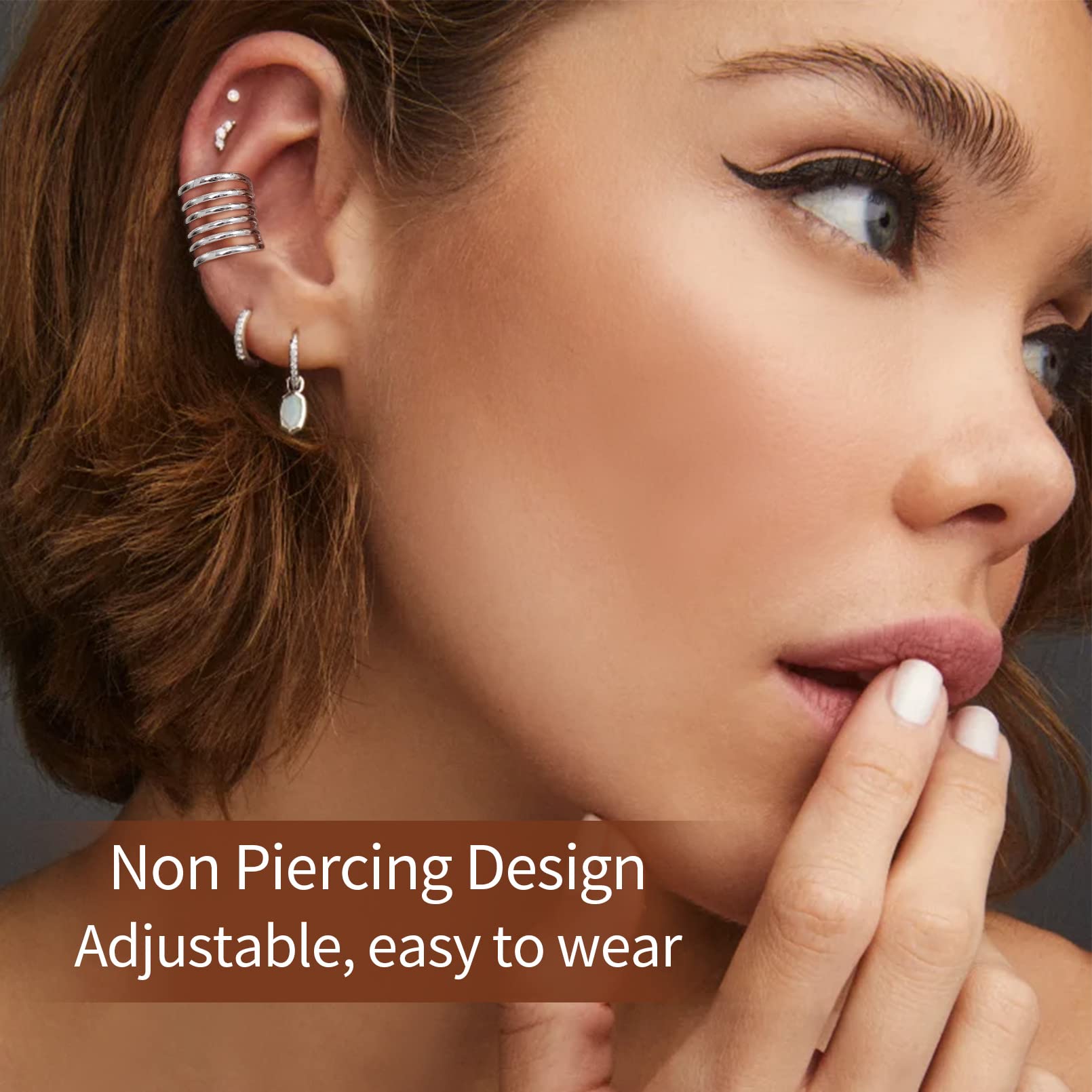 ChicSilver 925 Sterling Silver Non-Piercing Clip-On Ear Cuff Cartilage Earrings for Women - Trendy Boho Jewelry Gift with Box | Perfect for Parties, Weddings & Everyday Wear