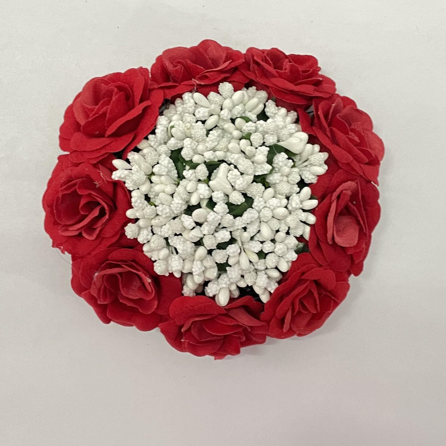 Maahal Bridal Bun Juda Gajra Maker - Red & White Floral Hair Accessories for Women & Girls | Perfect for Weddings, Parties & Festive Occasions