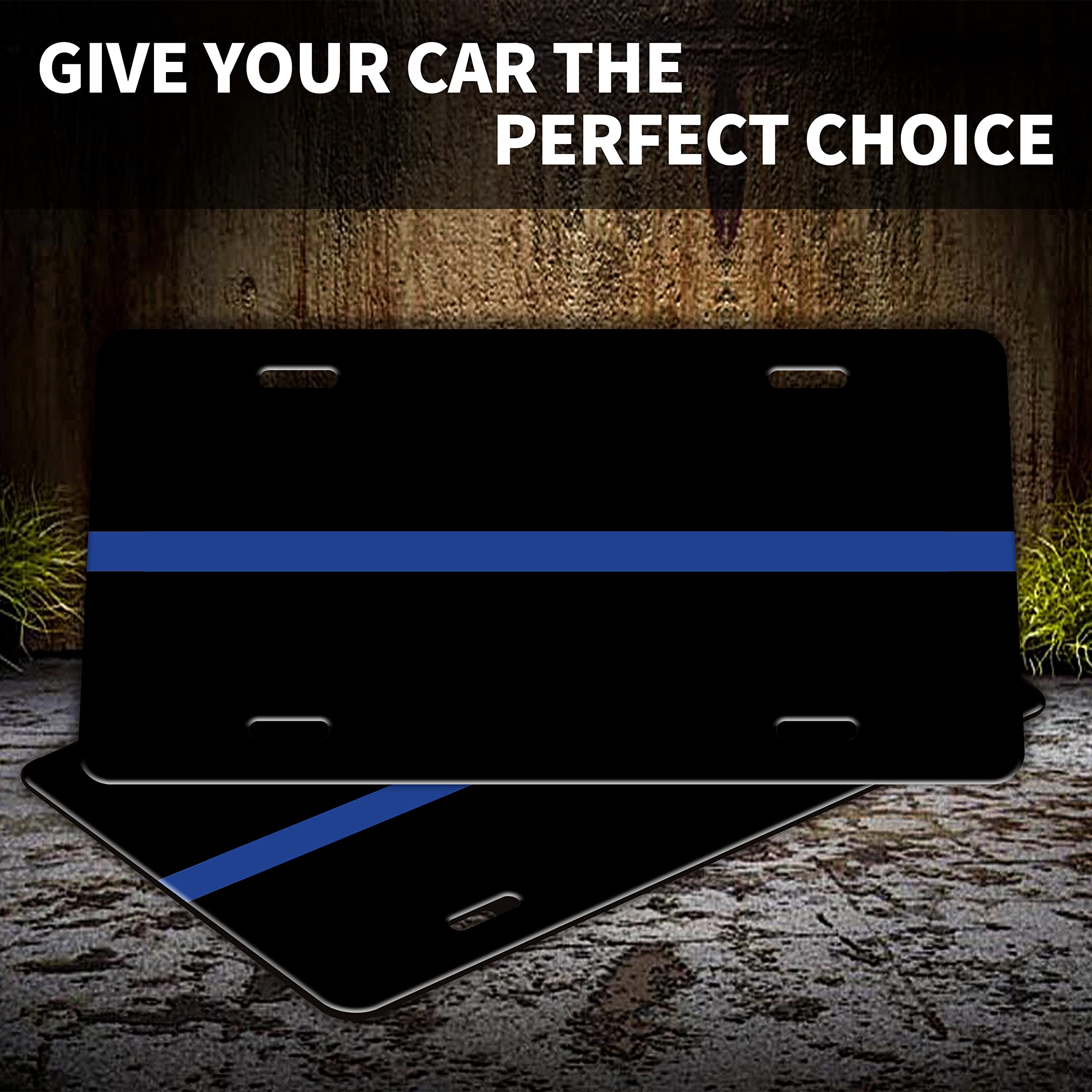 Thin Blue Line Police License Plate Cover - Rust-Proof Stainless Steel Car Front Plate 12.2