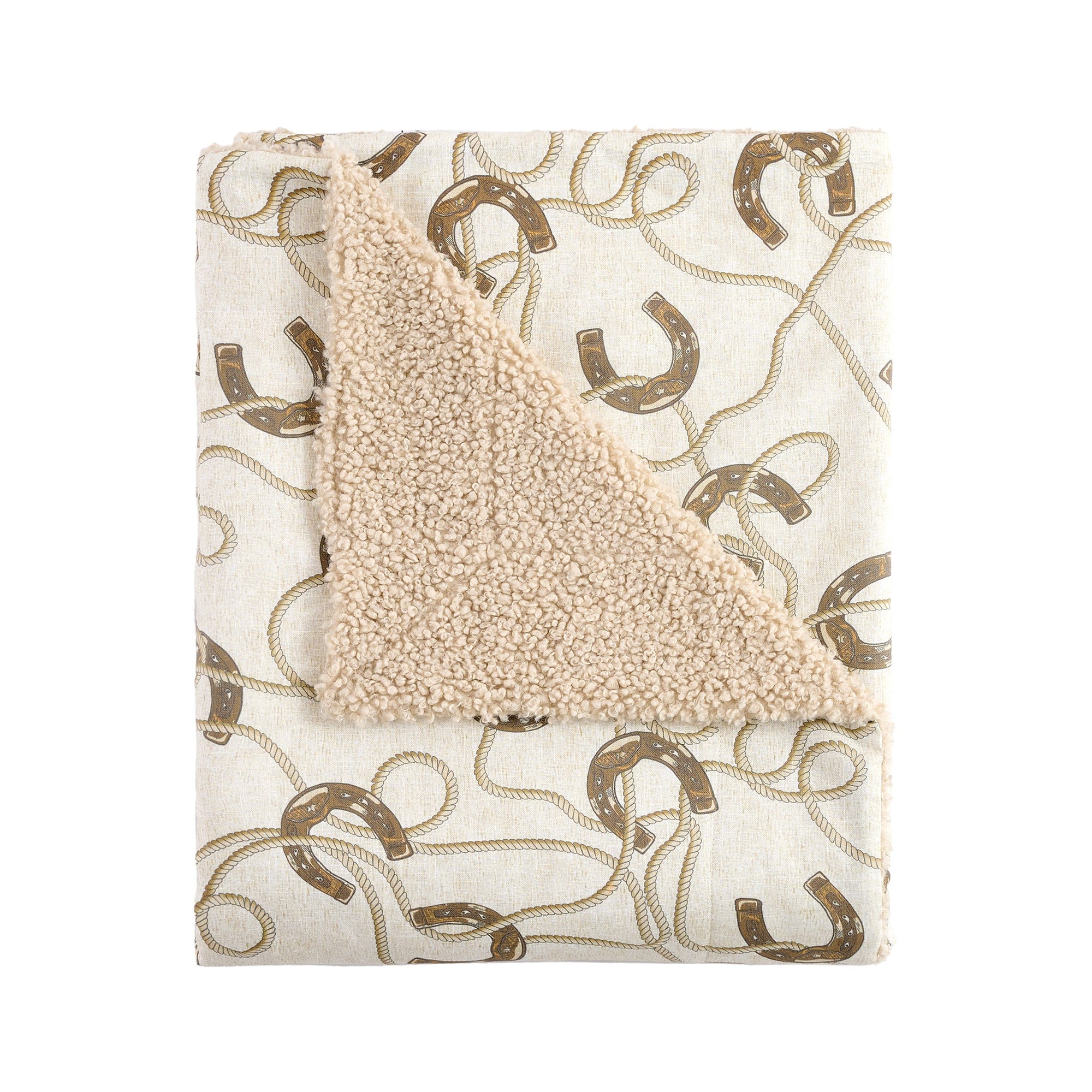 Pierre Equestrian Cotton Sateen Teddy Backed Throw Blanket - Soft & Cozy Luxury Horse Themed Bedspread for Sofa, Bed, or Couch - Perfect for Winter Warmth & Home Decor