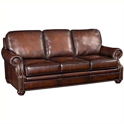 Hooker Furniture Seven Seas Leather Sofa in Sedona Chateau - Genuine Leather Living Room Couch, Comfortable Modern Sectional Sofa for Home Theater, Lounge & Family Room Decor