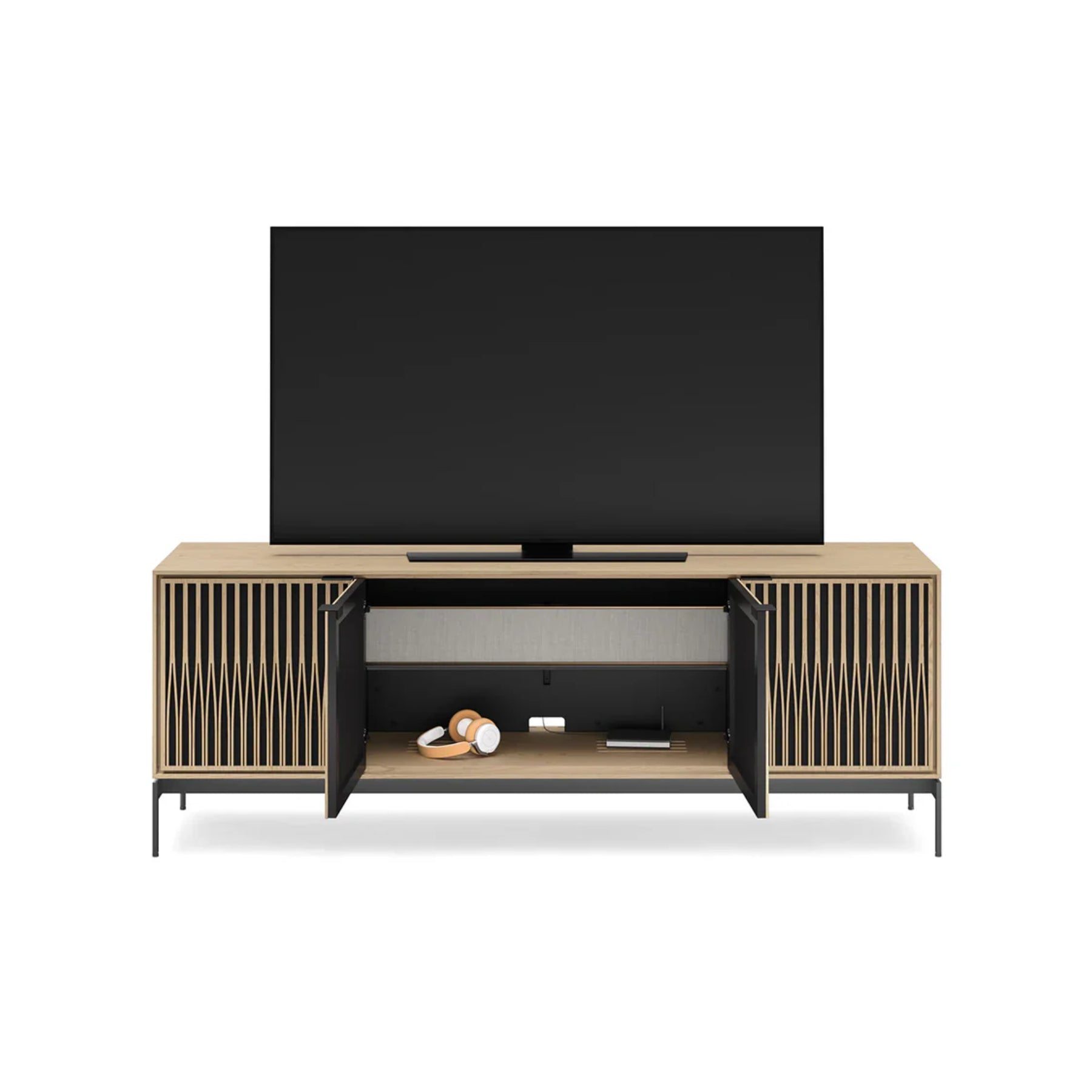 BDI 8709 Tune Media Console with Base - Modern TV Stand for Living Room, Entertainment Center with Storage for Gaming & Home Theater Systems