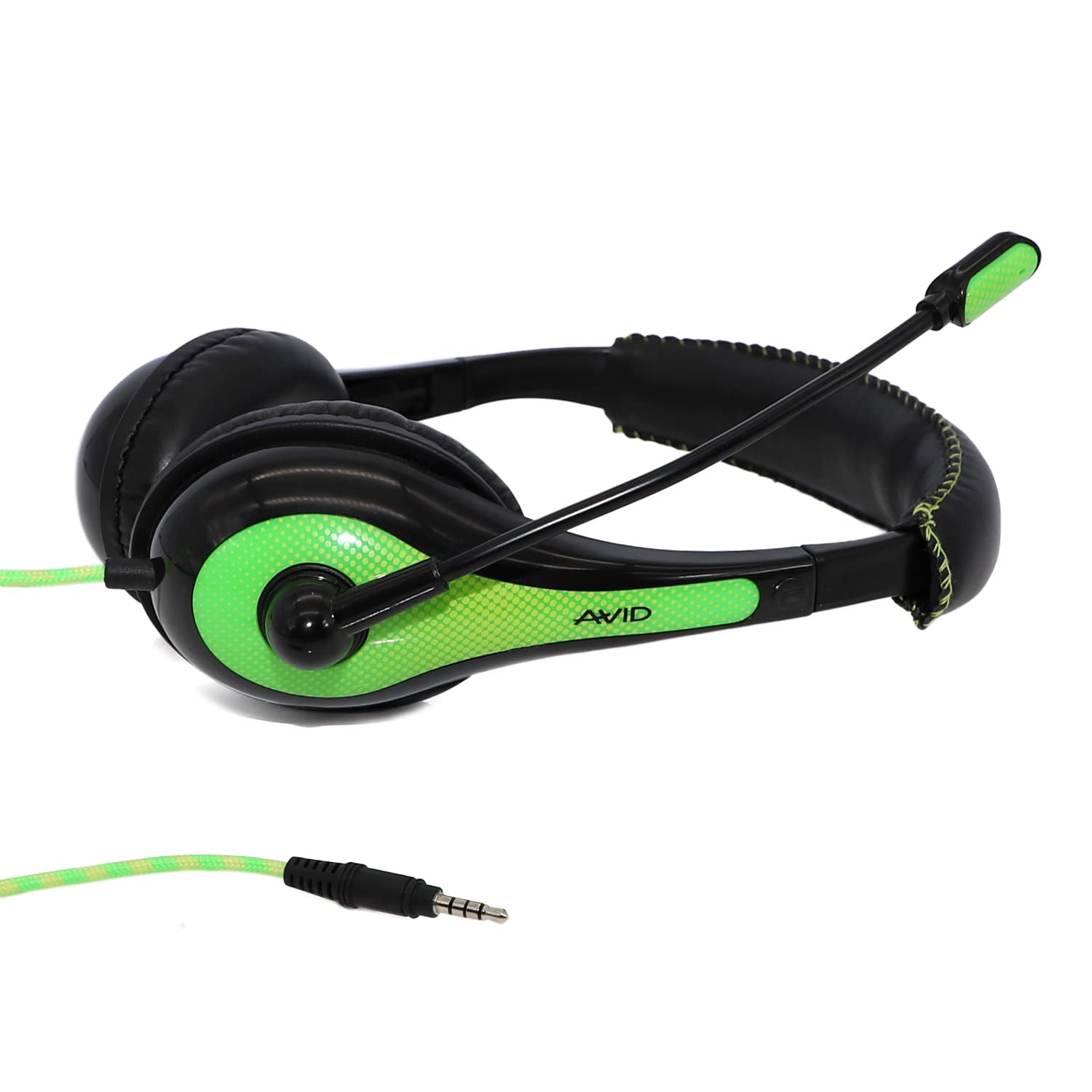 Avid AE-36 Professional Green On-Ear Stereo Headphones with Boom Mic - 10 Pack Bulk for Call Centers, Gaming, Online Classes & Remote Work
