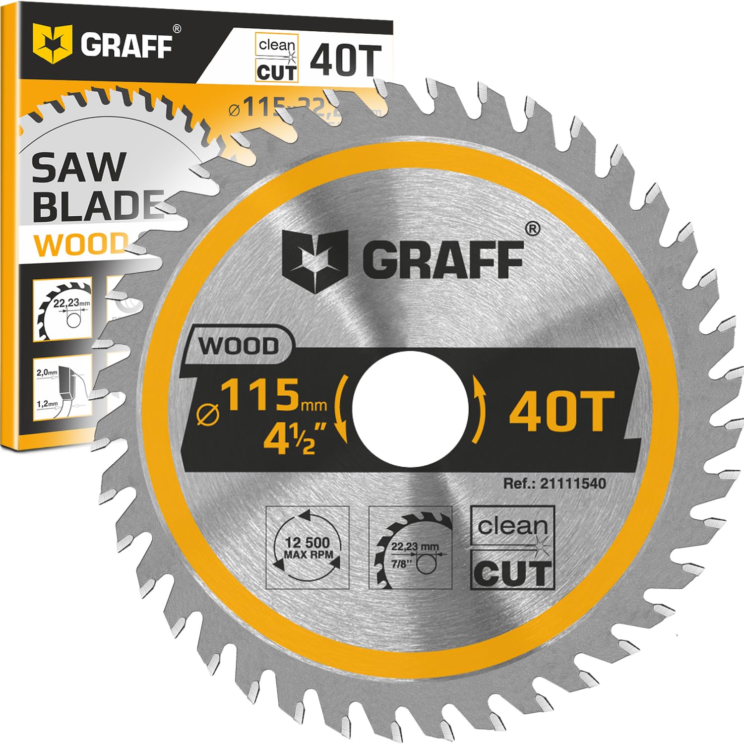 4-1/2 Inch Angle Grinder Circular Saw Blade - 40-Tooth Wood Cutting Disc for Wood, Plywood, Laminate, Drywall & Plastic with 7/8 Inch Arbor | Perfect for DIY Projects, Carpentry & Home Renovations by GRAFF
