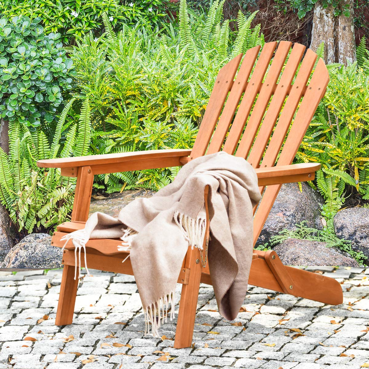 **Giantex Wooden Adirondack Chair - Heavy Duty 400 lbs Capacity, Folding Outdoor Lounge Chair for Patio, Garden, Deck, Porch, Lawn & Backyard - Perfect for Relaxing by the Fire Pit or Poolside**