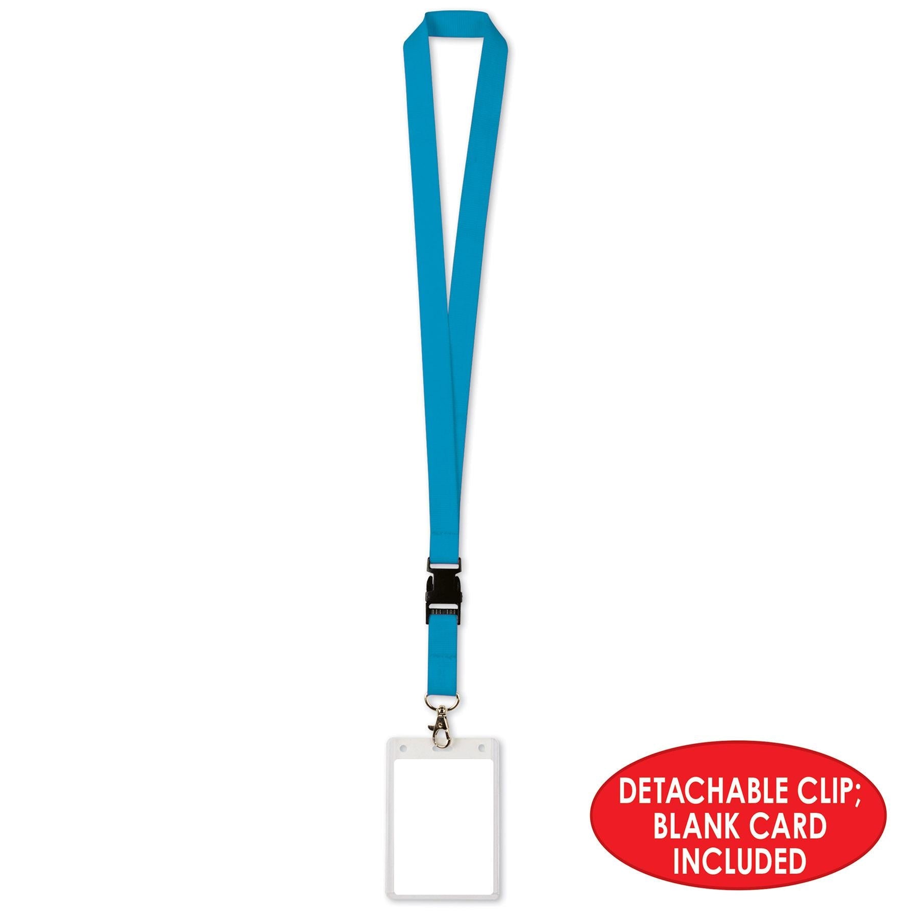 12 Pack Beistle Lanyard with Card Holder - Blue ID Badge Holder for Work, School & Events - Durable Lanyards with Clear Plastic Card Sleeve
