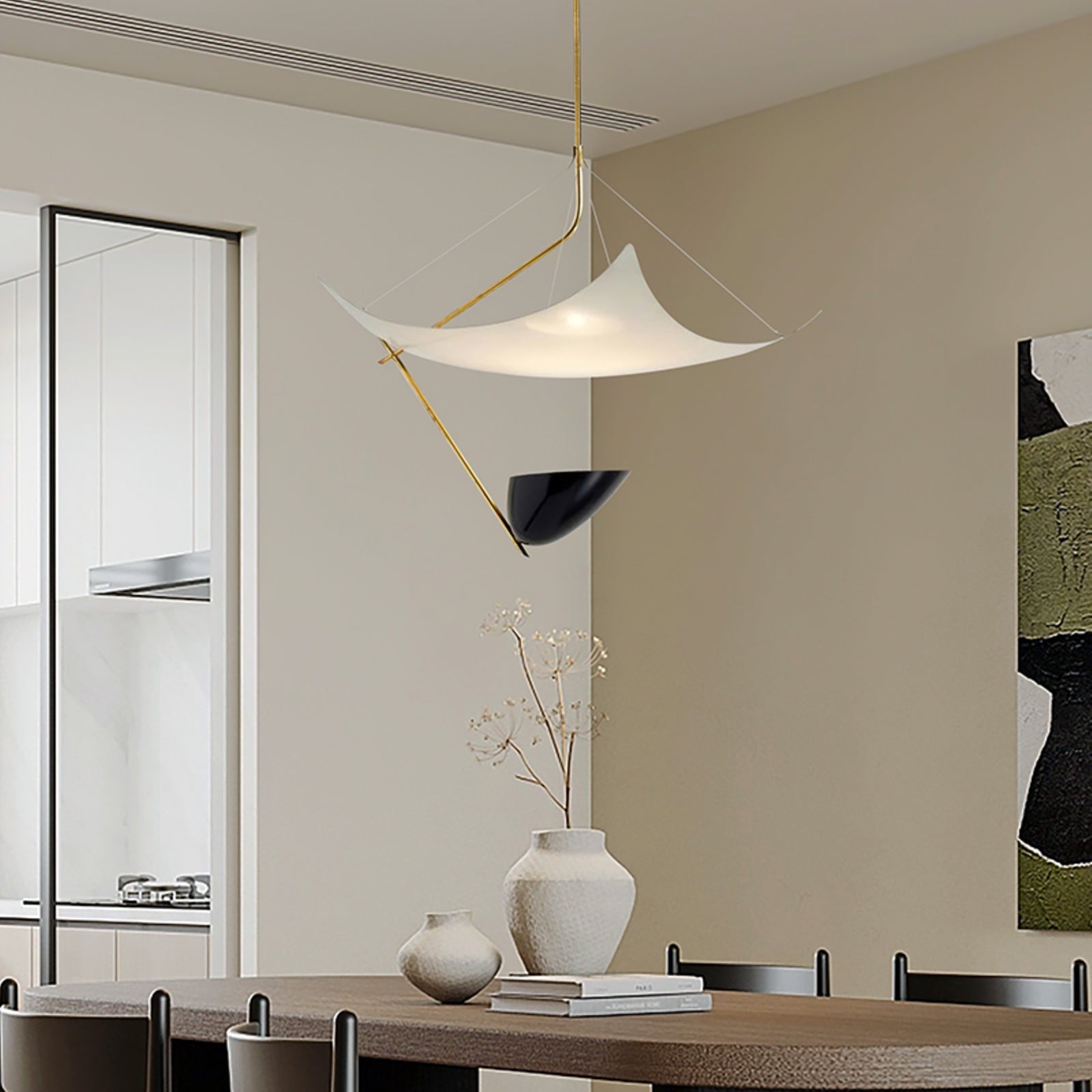 Angelo Lelii Mid-Century Modern Pendant Light - Vintage Italian Brass & Glass Ceiling Fixture for Dining Room, Kitchen Island, or Entryway Lighting