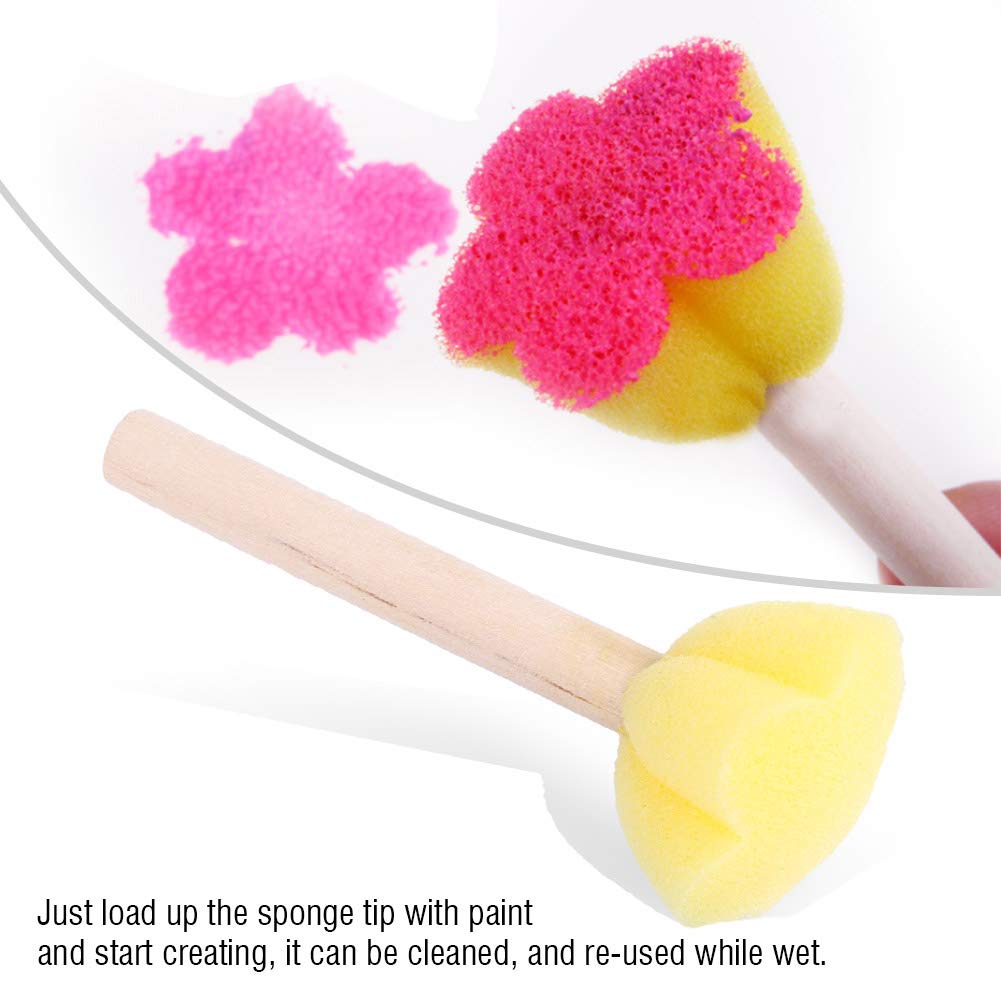 5-Piece Round Sponge Brushes for DIY Painting - Colorful Mini Sponge Stamp Brushes with Wooden Handles - Perfect for Kids Art Projects, Canvas Painting & Craft Supplies