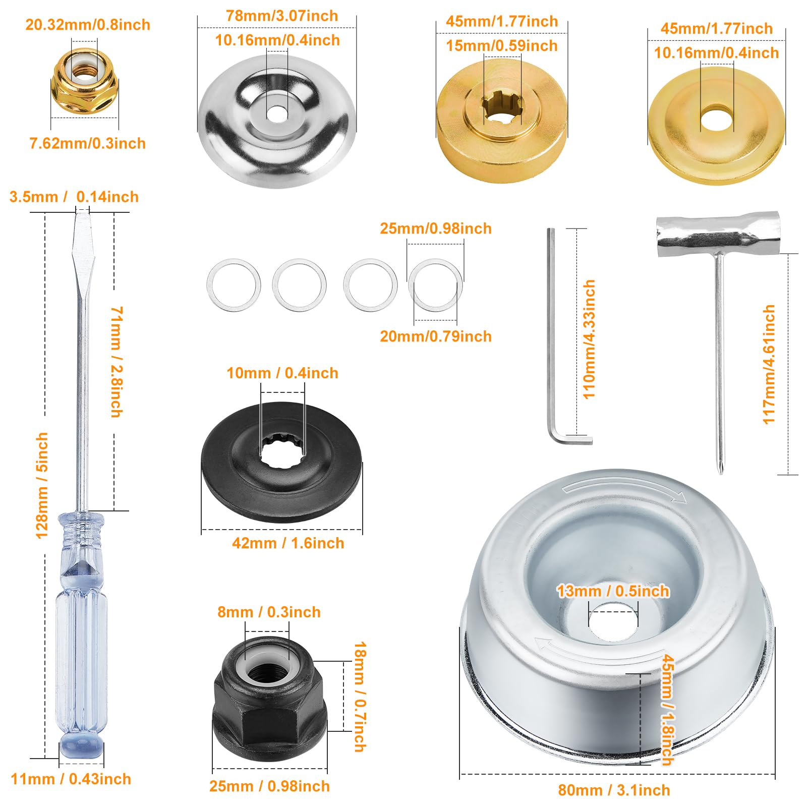 9-Inch 36-Tooth Carbide Tipped Blades & 3-Tooth Brush Cutter Blade Set with Universal Adapter Kit - Compatible with Husqvarna, Stihl, FSX (1