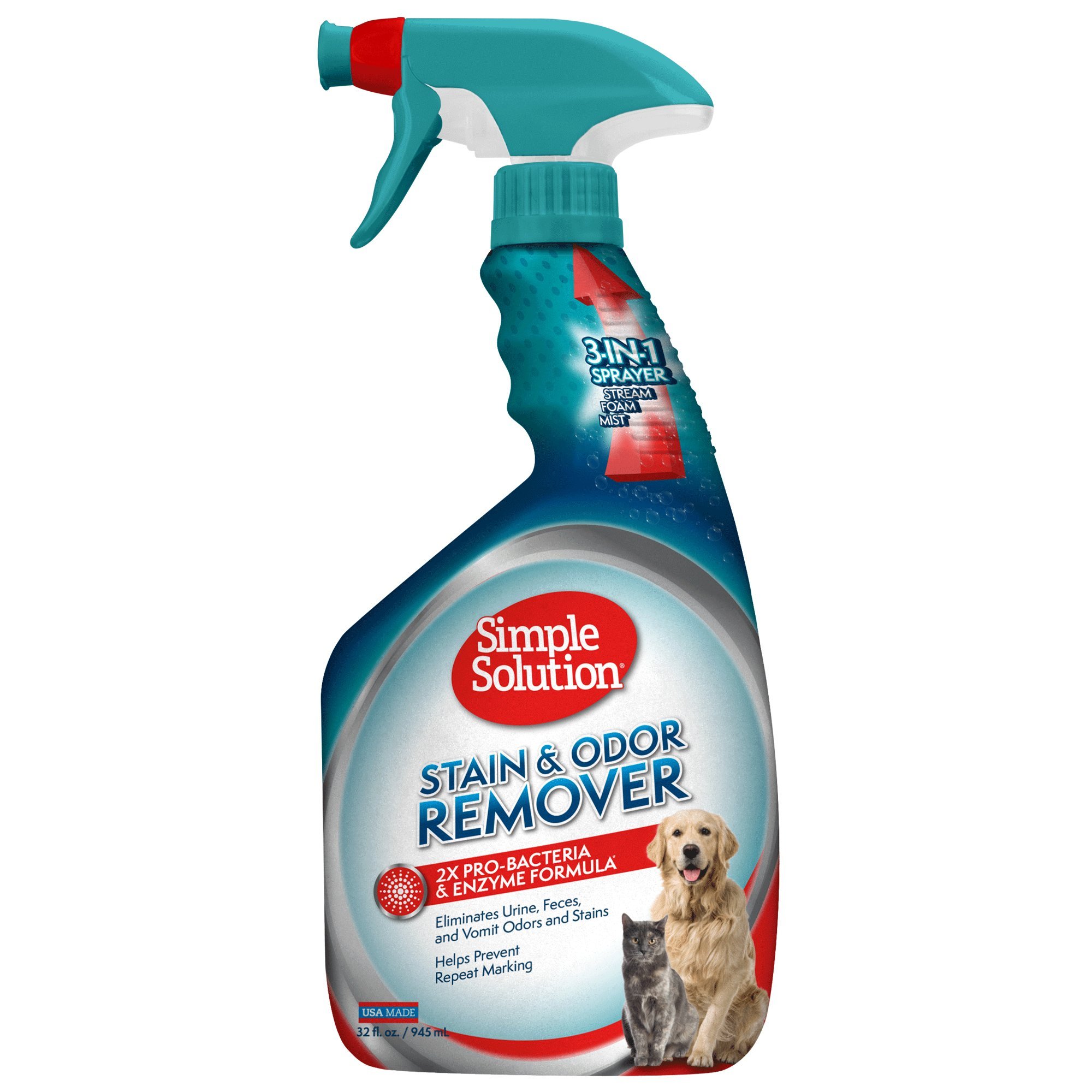 Simple Solution Pet Stain and Odor Remover - Eliminates Tough Stains & Odors from Carpets, Floors & Furniture | Perfect for Dogs, Cats & Household Pets