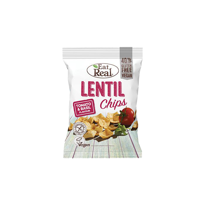 Eat Real Lentil Snacks 40g x 12 Pack - Healthy Vegan Gluten-Free Chips for On-the-Go Snacking, Lunchboxes & Road Trips