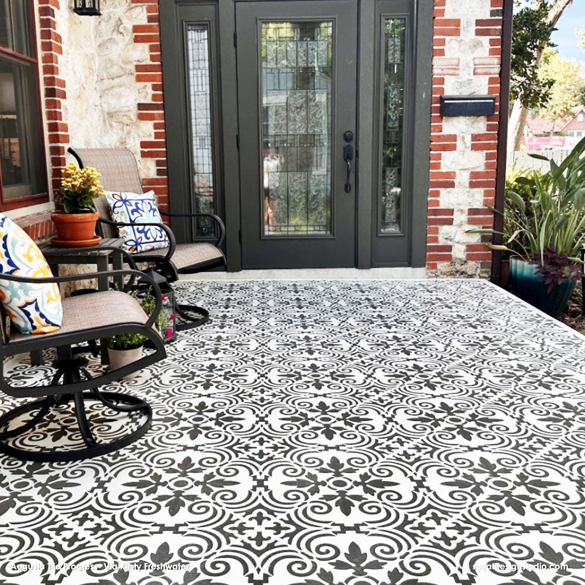 Augusta Tile Stencil - Reusable DIY Tile Painting Template for Home Decor, Bathroom & Kitchen Backsplash - Perfect for Ceramic, Porcelain & Mosaic Tile Projects