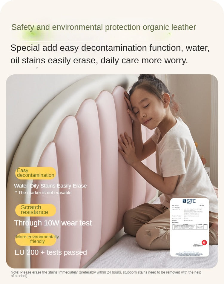 Organic Leather Kids Cream-Colored Soft Bed - Cozy & Stylish Nursery Essential for Toddlers & Infants | Perfect for Bedrooms, Daycare & Playrooms