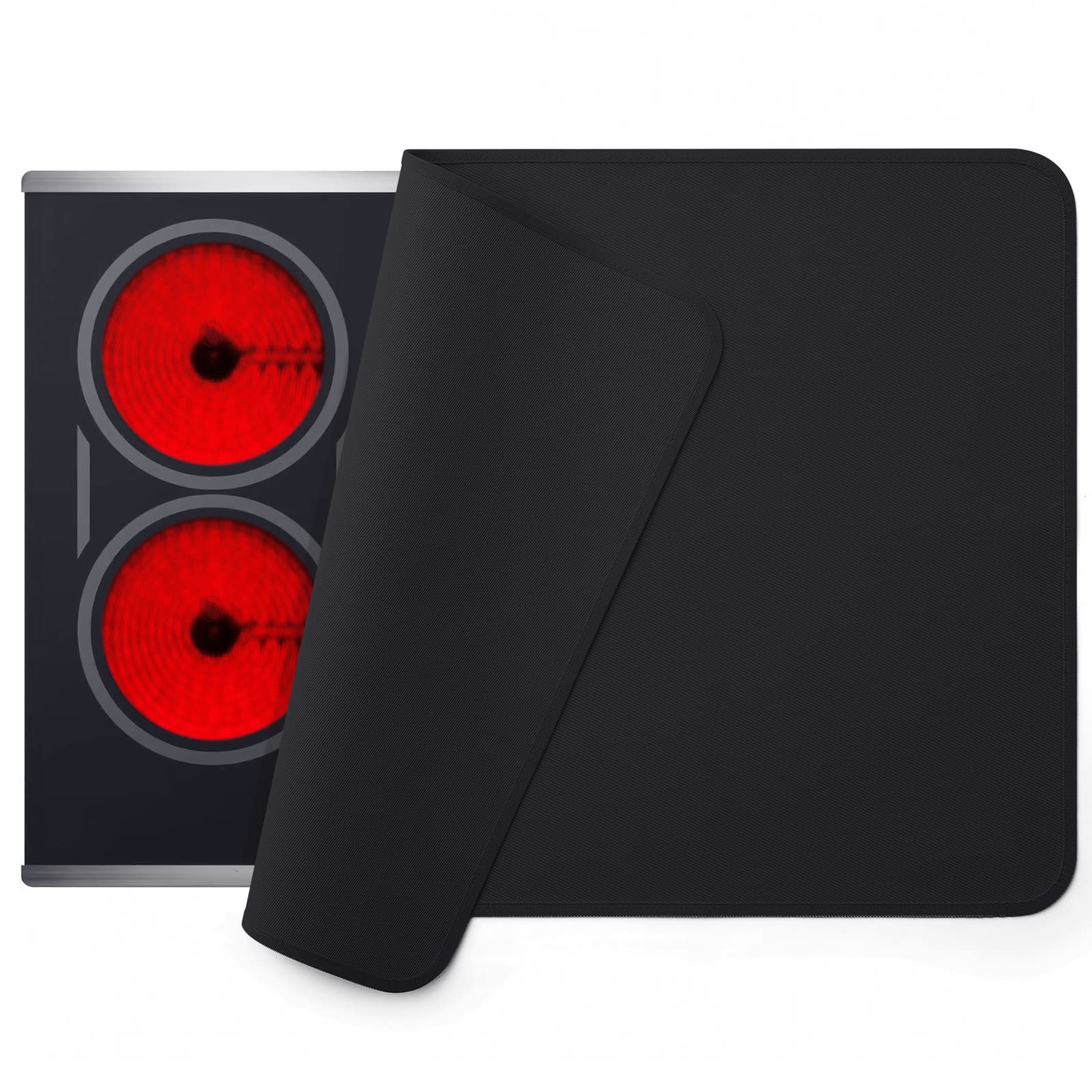FLASLD 21x29.5 Inch Fireproof Waterproof Stove Cover Mat - Electric & Glass Top Stove Protector - Ceramic Cooktop Cover for Flat Top Oven - Black (No Logo) - Perfect for Kitchen Safety & Countertop Protection