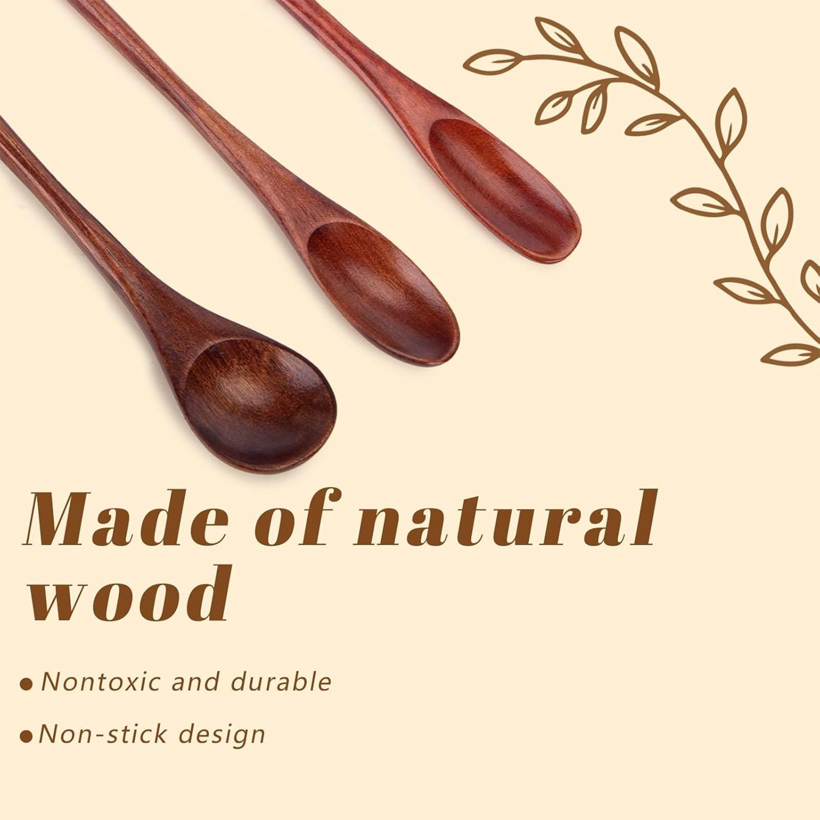 HANSGO 9PCS Wooden Coffee Spoons - Long Handle Stirring Spoon for Coffee, Tea & Dessert