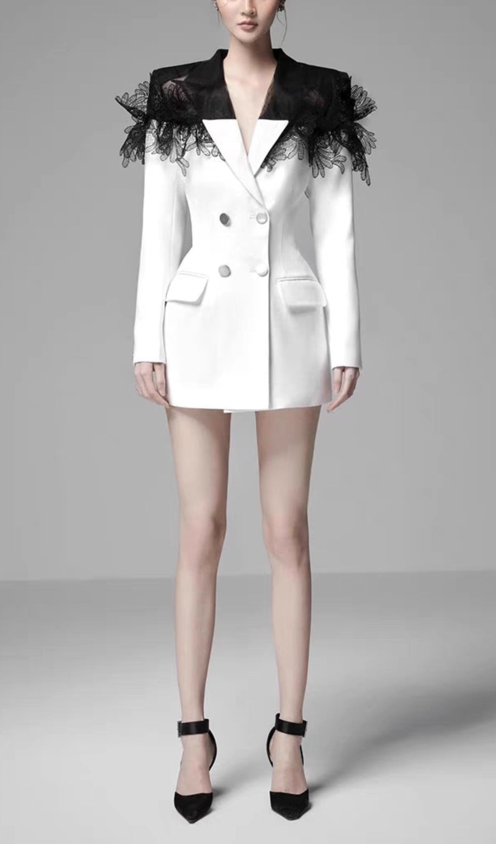 Elegant White 3D Embroidered Suit Dress for Women - Perfect for Weddings, Parties & Formal Events