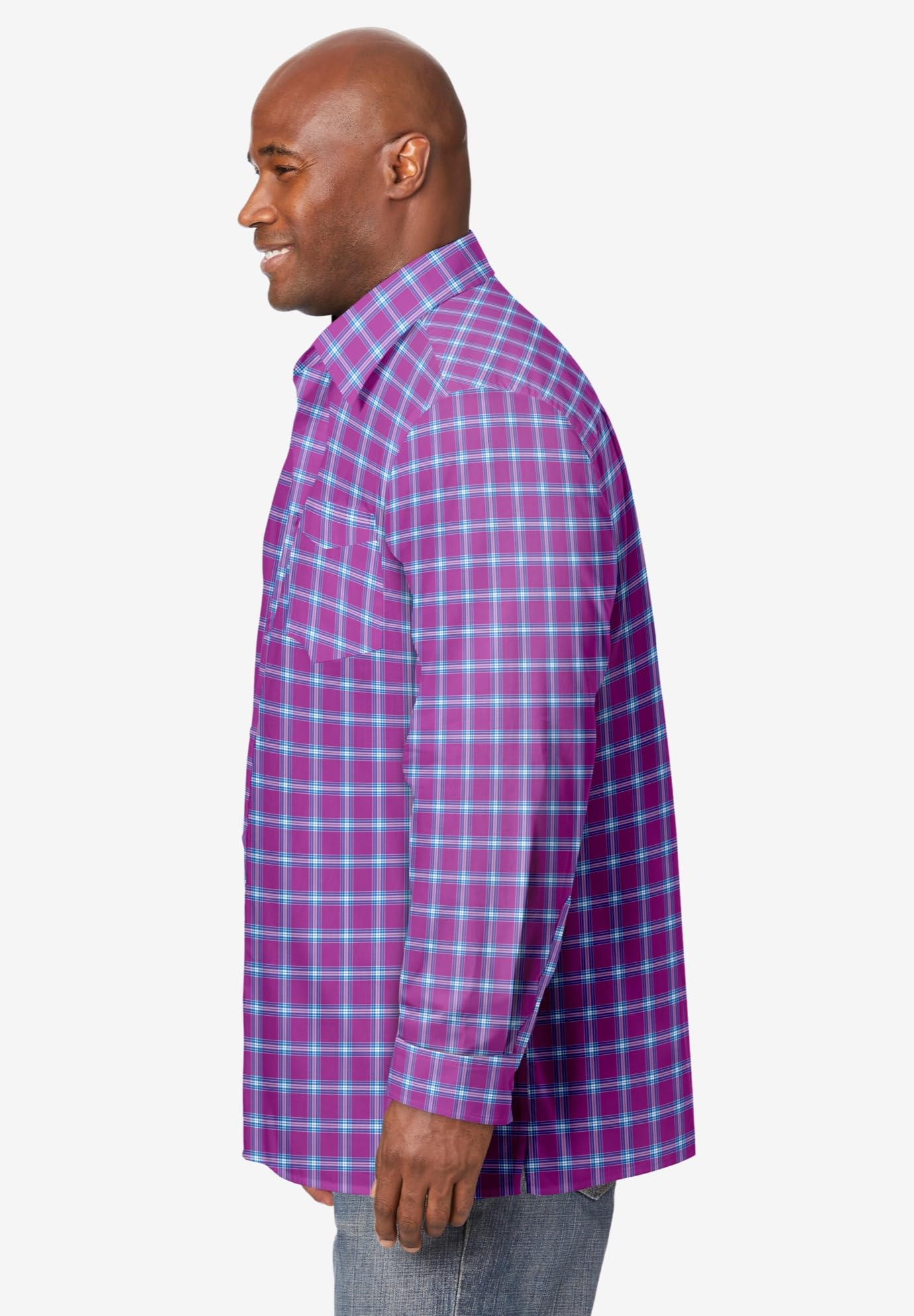 KingSize Men's Big & Tall No-Tuck Casual Shirt - Comfortable Long Sleeve Button Down for Work & Everyday Wear