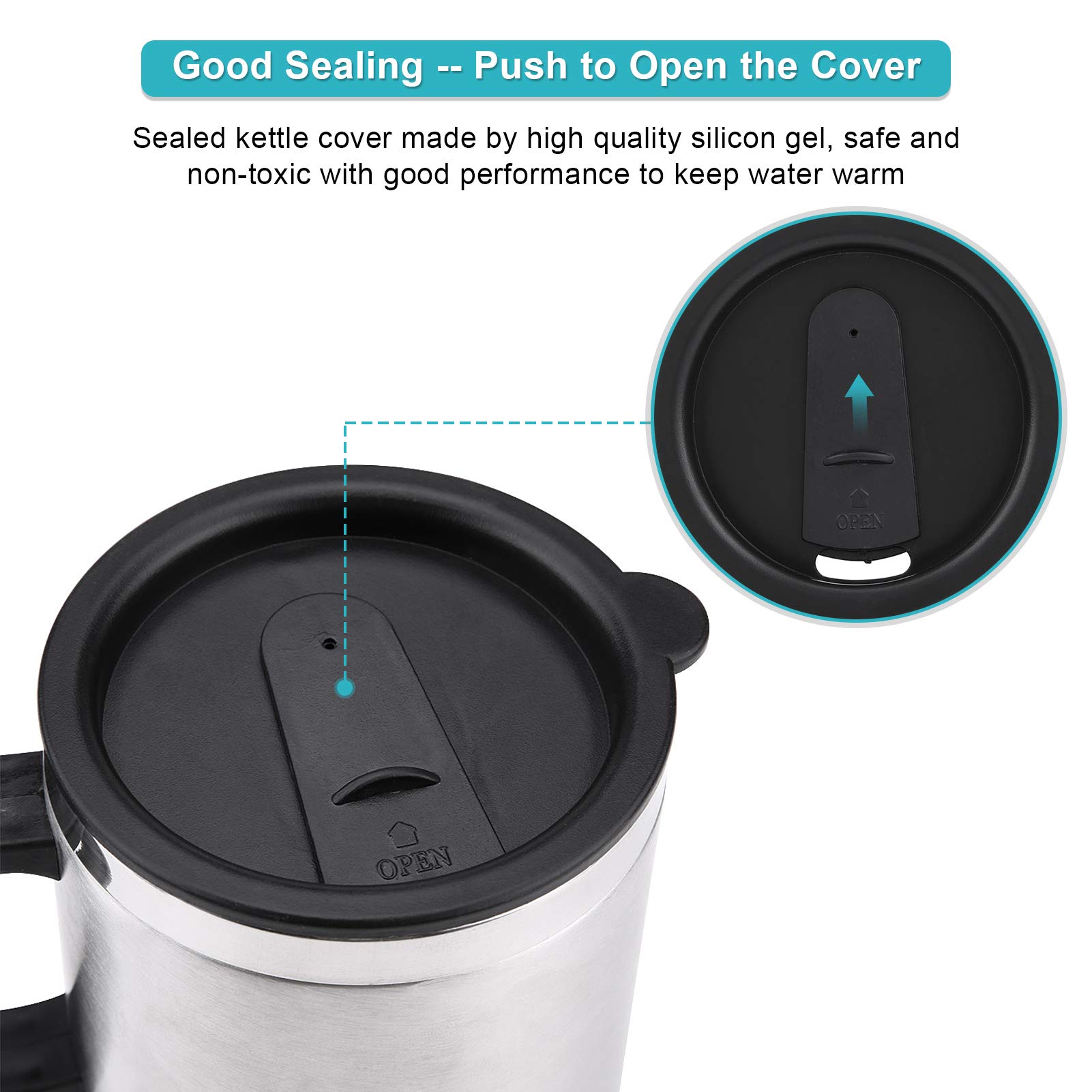 12V Stainless Steel Car Heating Cup - 450ml for Coffee, Tea & Travel